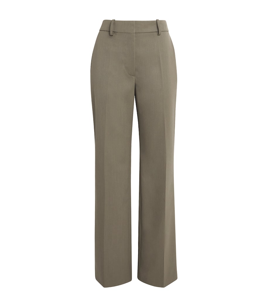 Wool-Blend Straight Tailored Trousers 9639 SAGE MELANGE Image 1