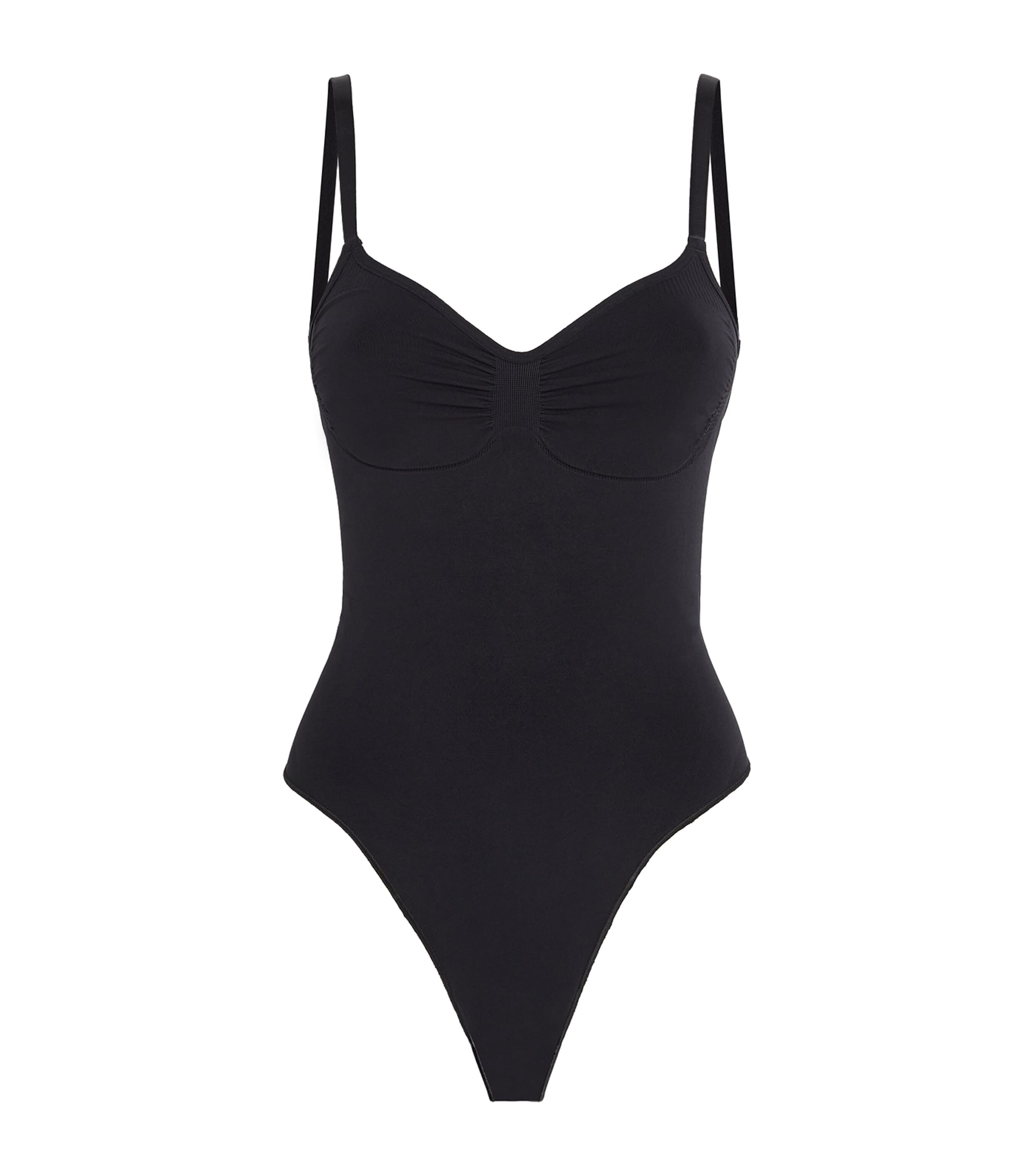 Shop Skims Seamless Sculpt Thong Bodysuit In Black