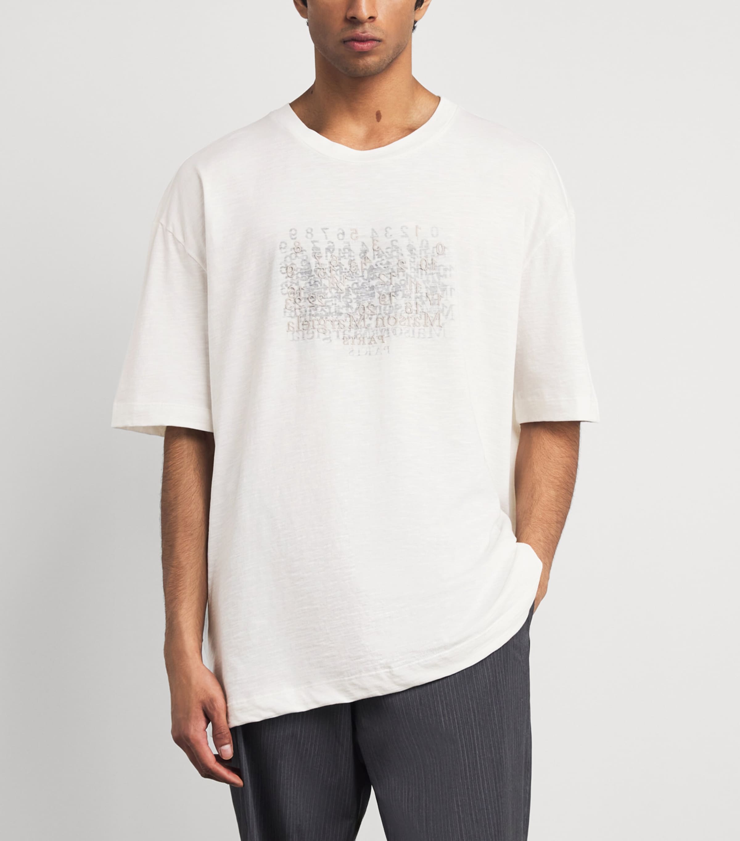 Maison Margiela Mens Cotton Numeric T-Shirt Off Whitw Image 4