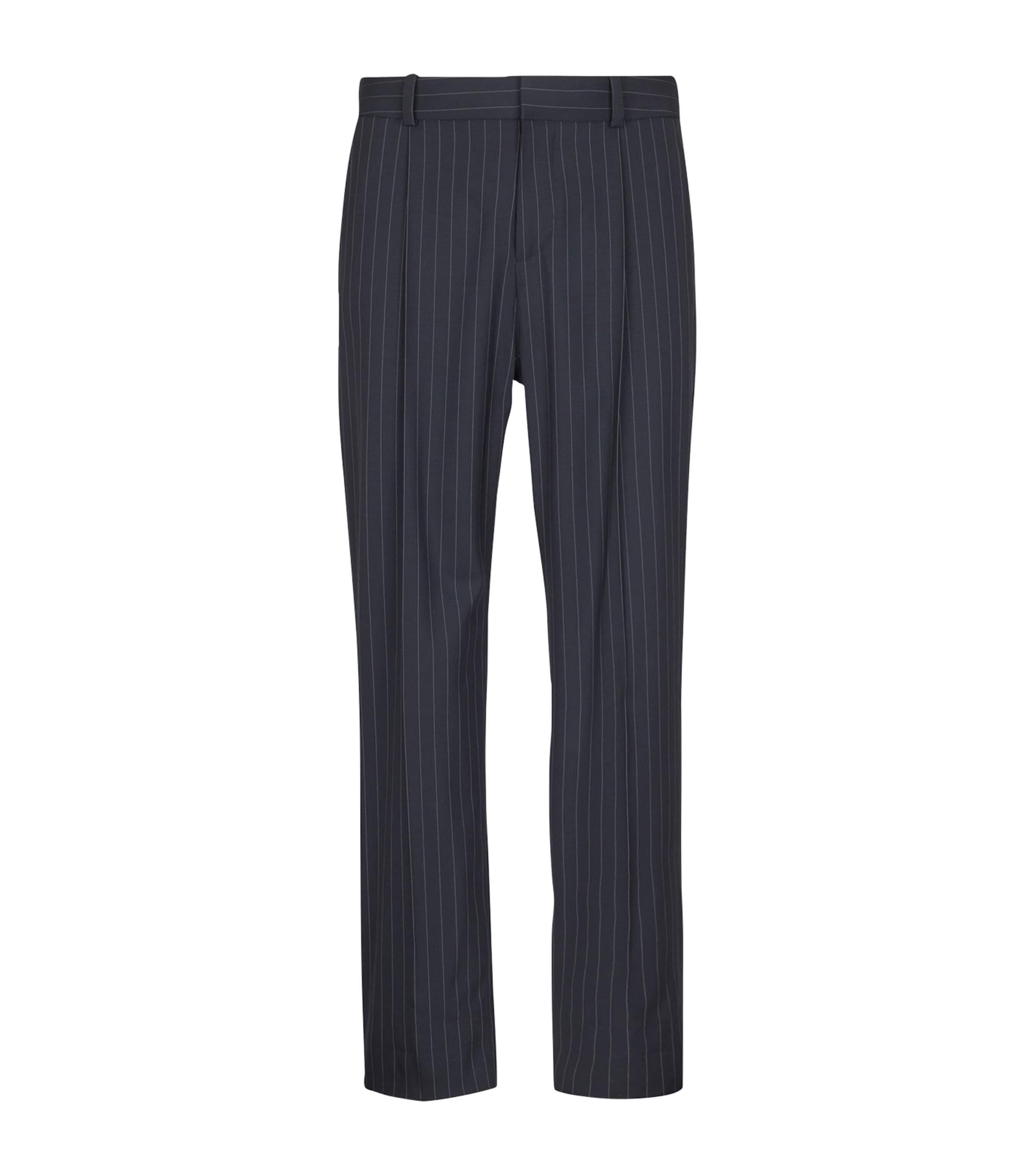 Virgin Wool Pinstripe Trousers SAJ BLEU/BLANC Image 1