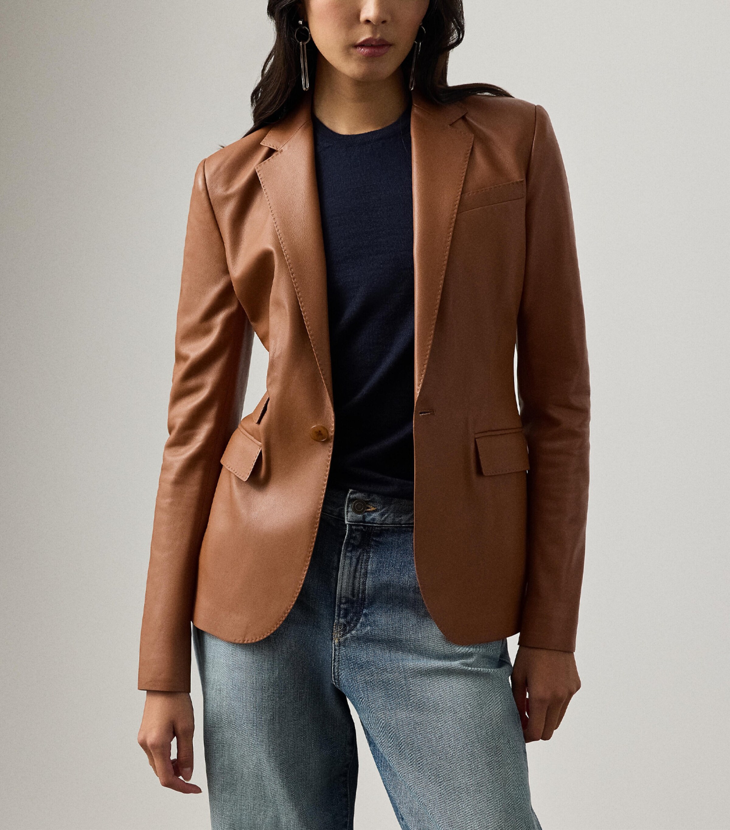 Ralph Lauren Collection Womens Parker Leather Blazer Light/pastel Image 4