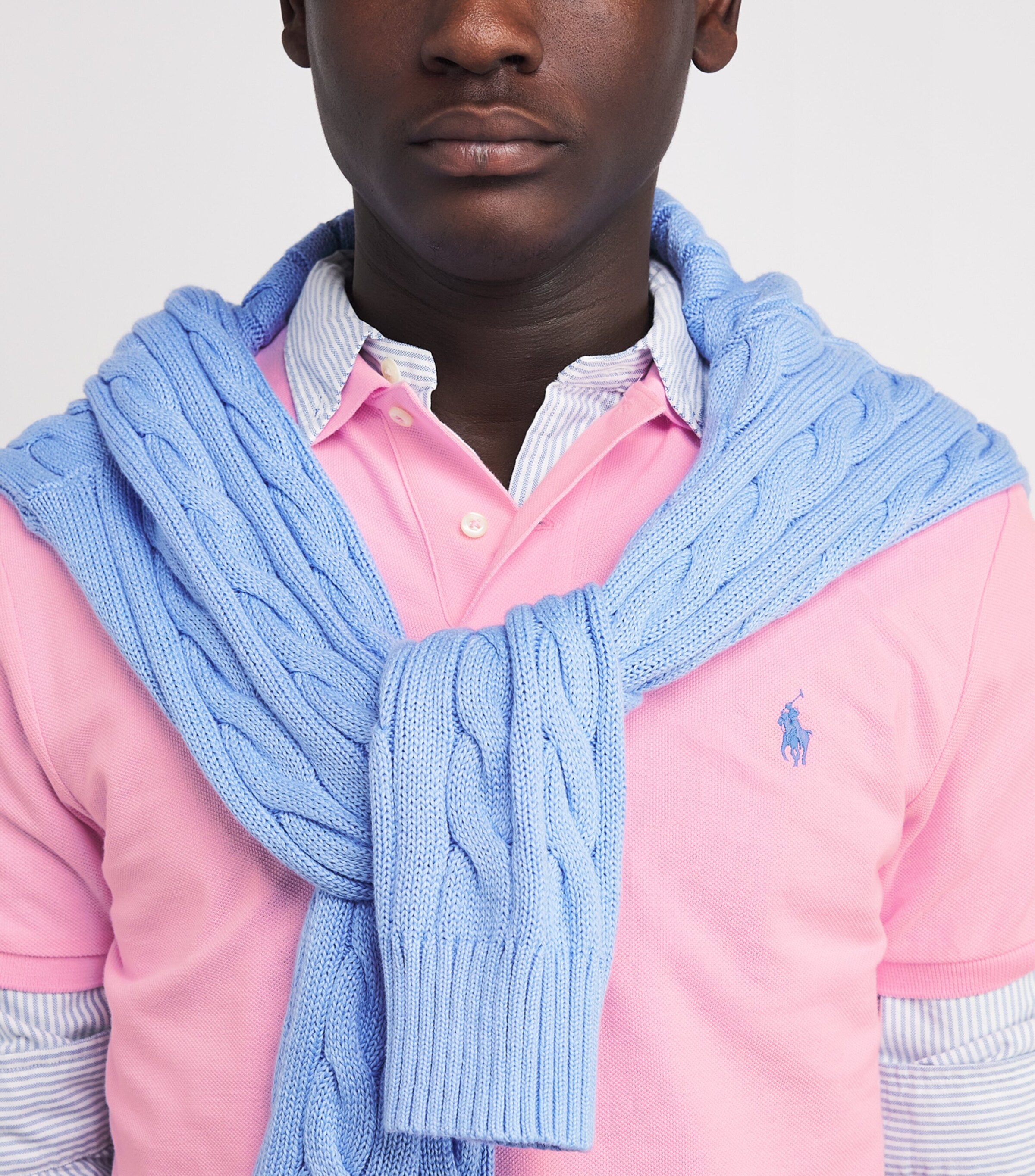 Polo Ralph Lauren Mens Cotton-Mesh Polo Shirt Pink Image 6