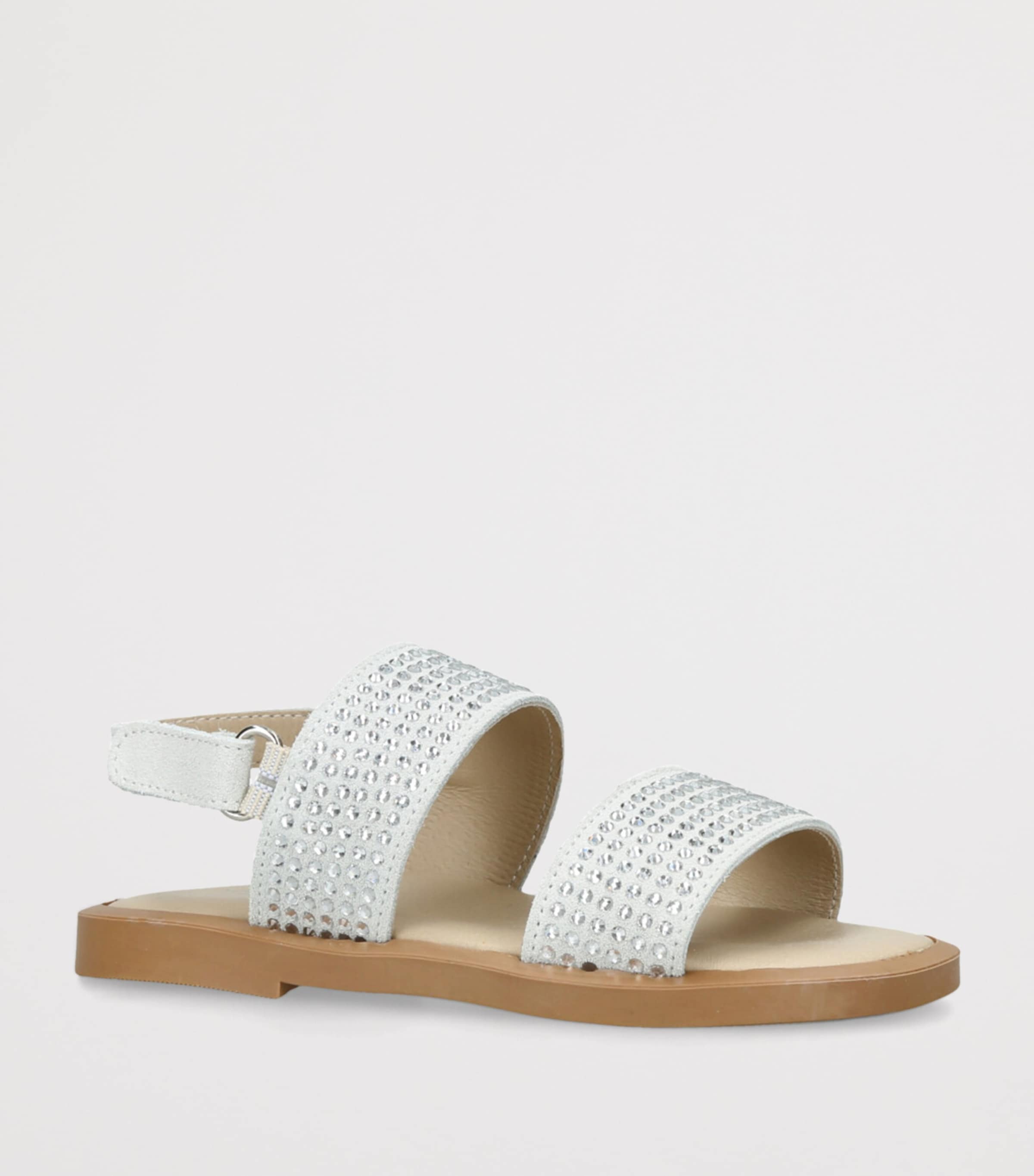 BabyWalker Suede Crystal-Embellished Sandals White Image 3