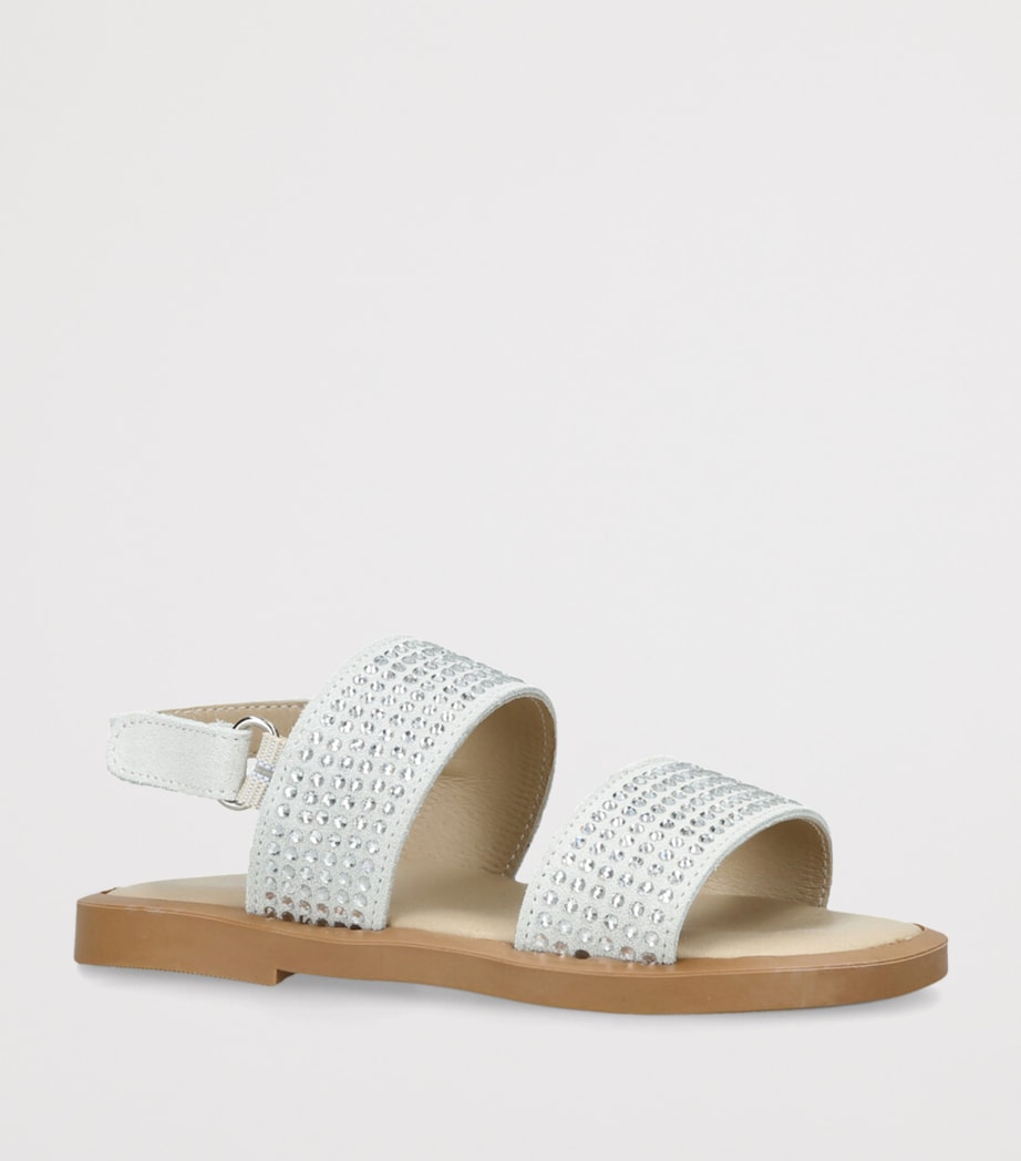 BabyWalker Suede Crystal-Embellished Sandals White Image 3