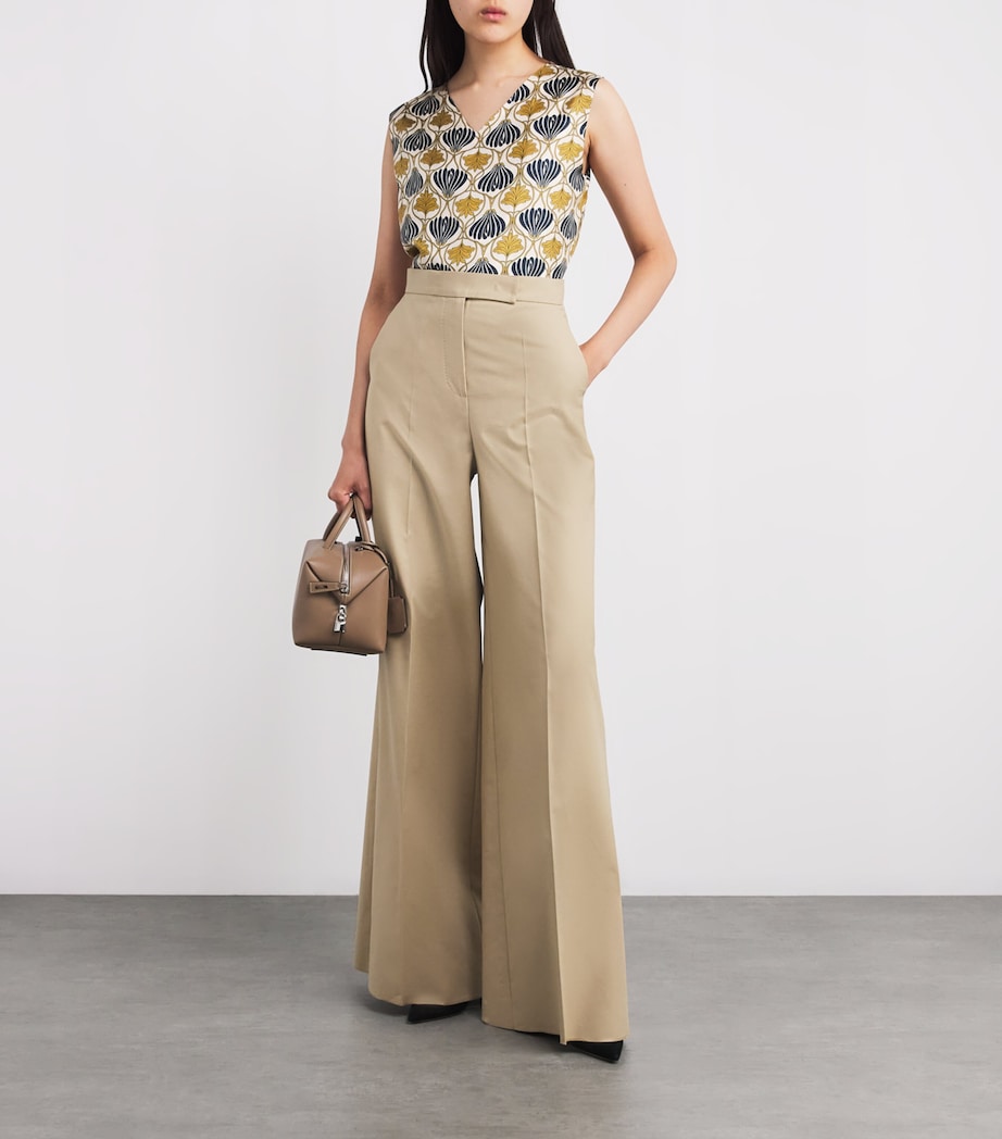 Stretch-Cotton Wide-Leg Trousers SAND Image 2