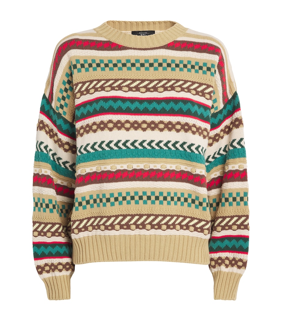 Jacquard Geometric Sweater BISCUIT Image 1