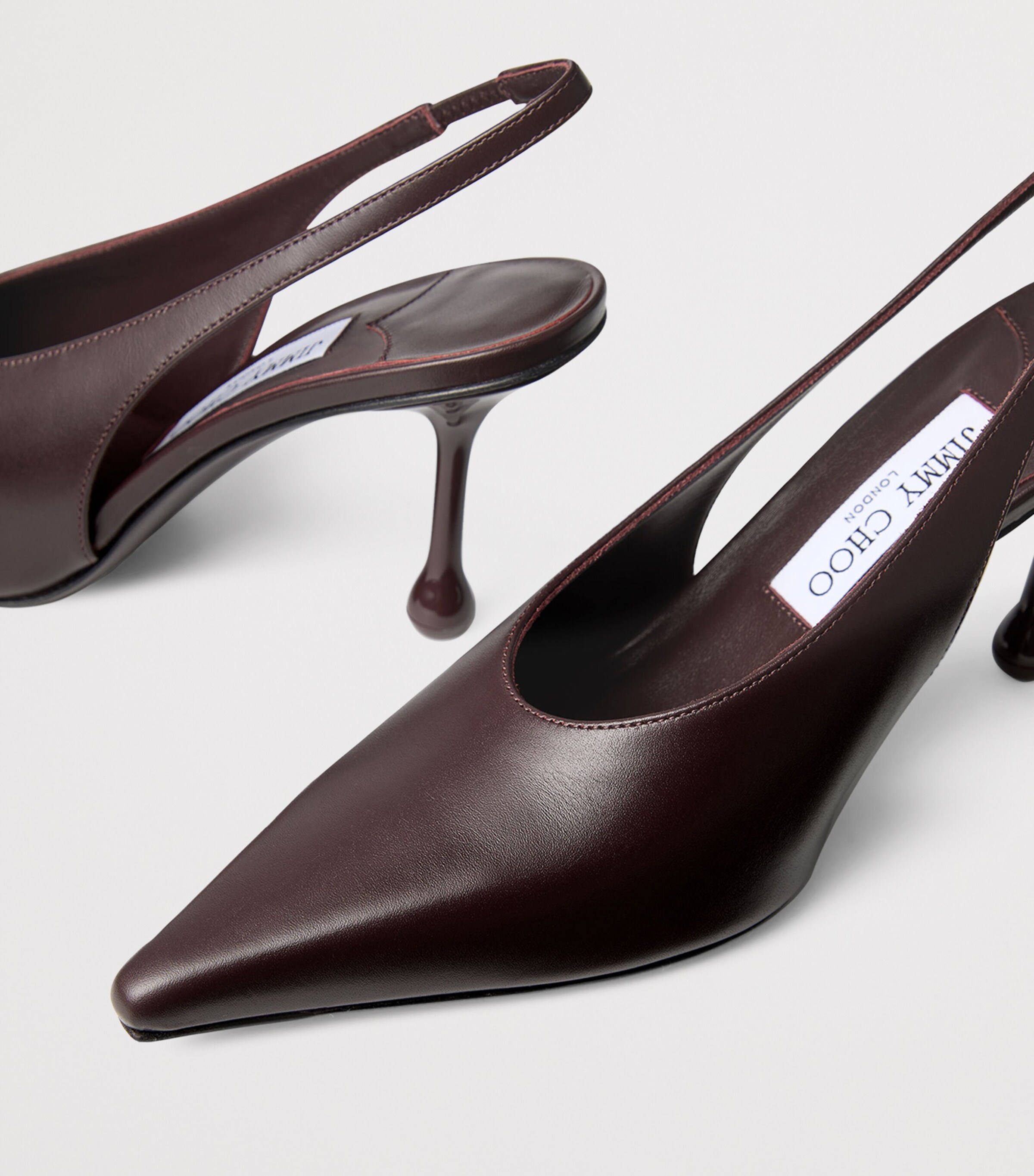Jimmy Choo Womens Isa 80 Leather Slingback Pumps Deep Merlot Image 4