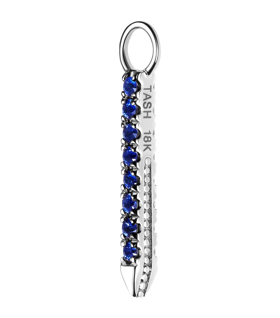Diamond and Sapphire Eternity Bar Charm (11mm) WHITE GOLD Image 1