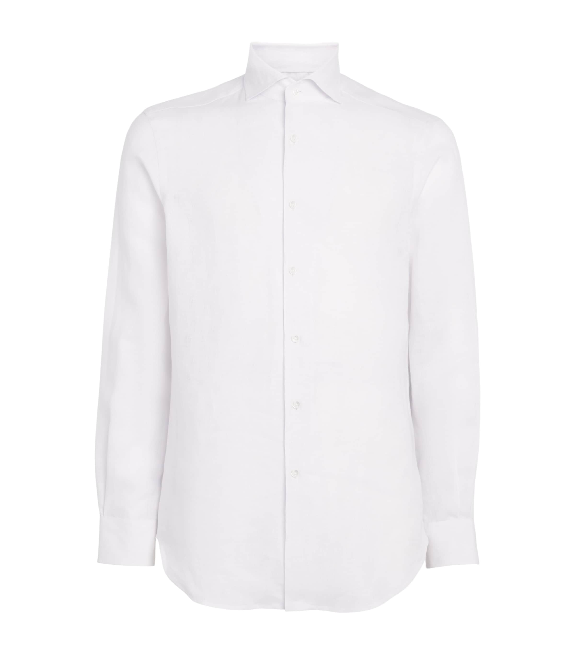 Pal Zileri Mens Linen Jacquard Shirt White Image 1