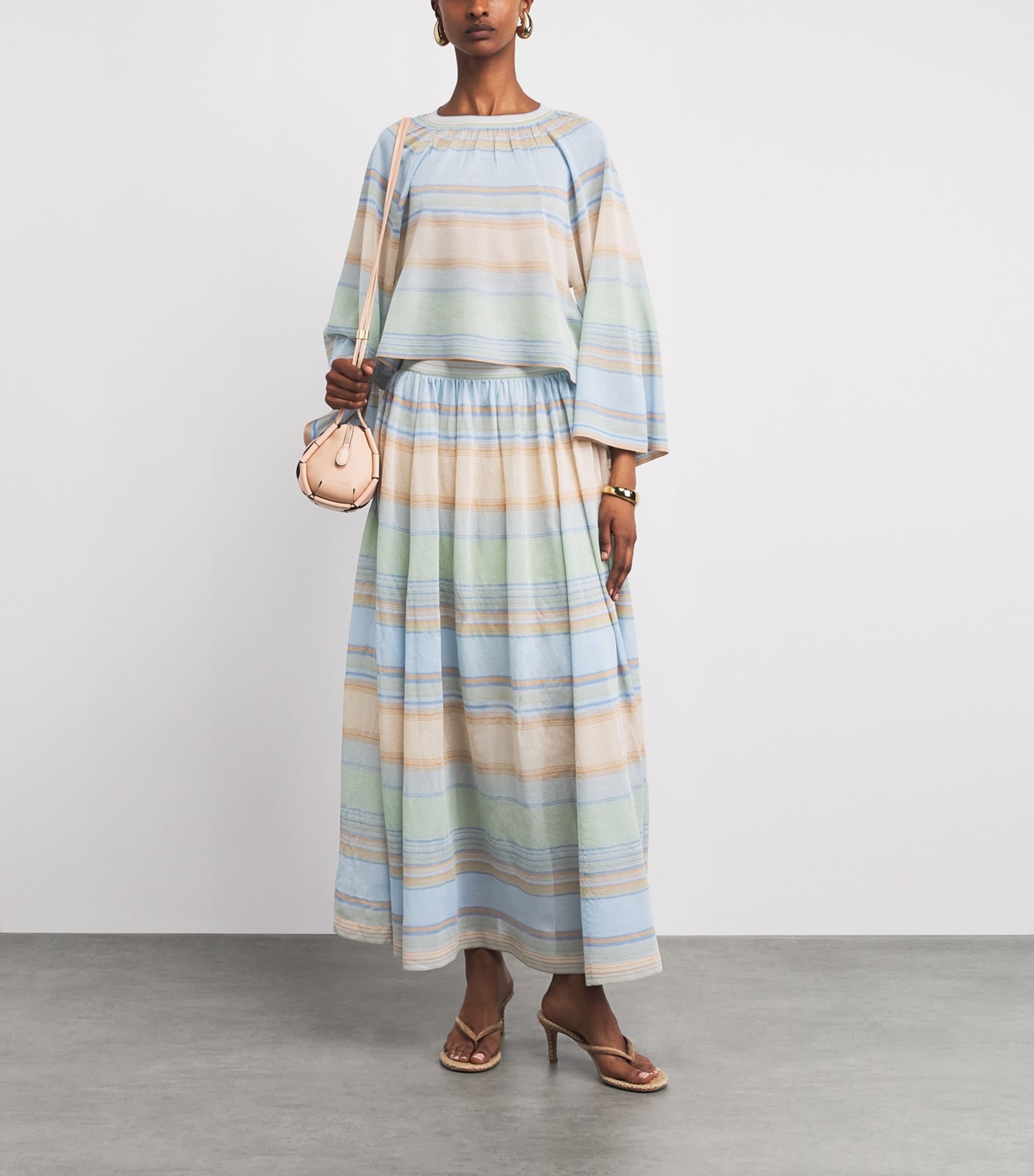 Zimmermann Womens Indra Stripe Maxi Skirt Blue Multi Image 2