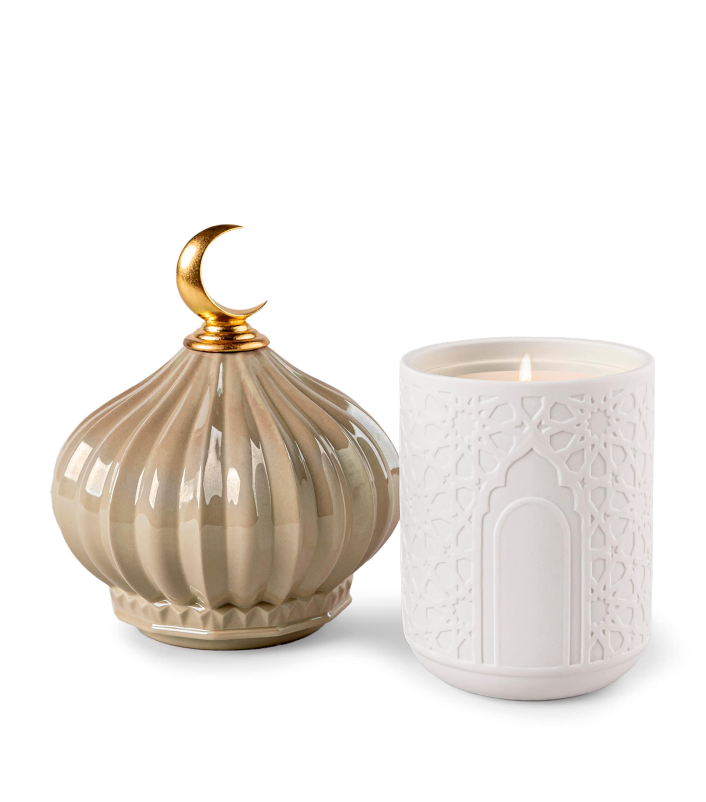 Lladró Majestic Nights Candle (300g) White & Gold Image 3
