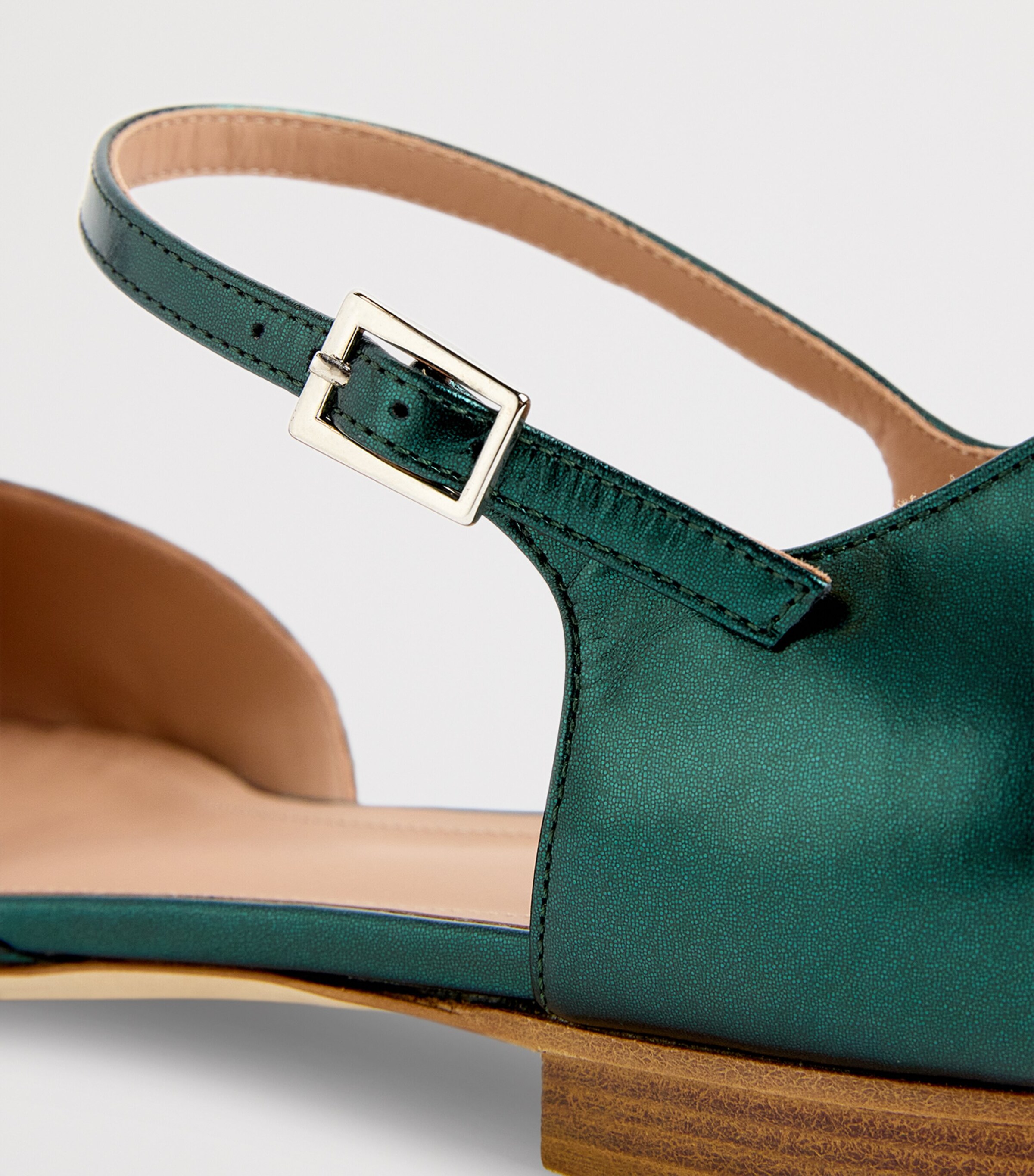 Leather Crocodile-Effect Ulla Flats DARK GREEN Image 7