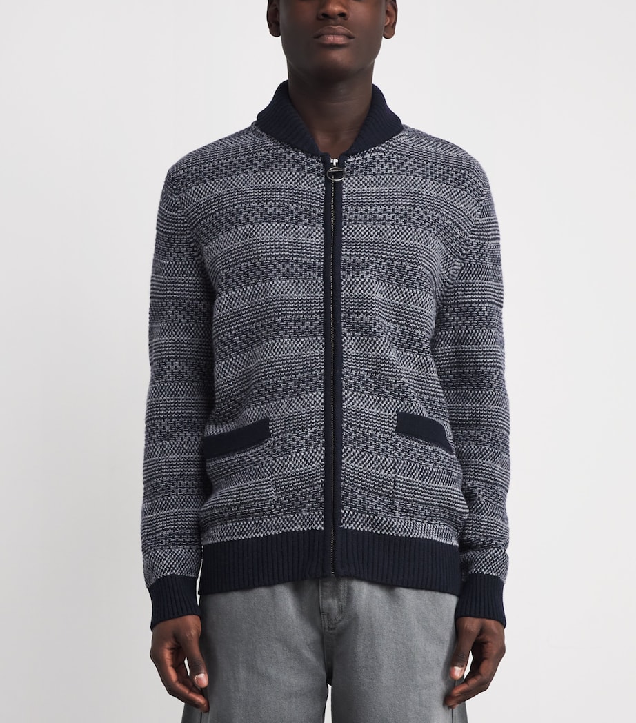 Barbour Mens Wool Helmsley Cardigan Navy Image 3