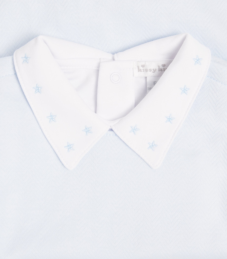 Kissy Kissy Pima Cotton Bodysuit and Dungarees Set (0-9 Months) Light Blue/wh Image 3