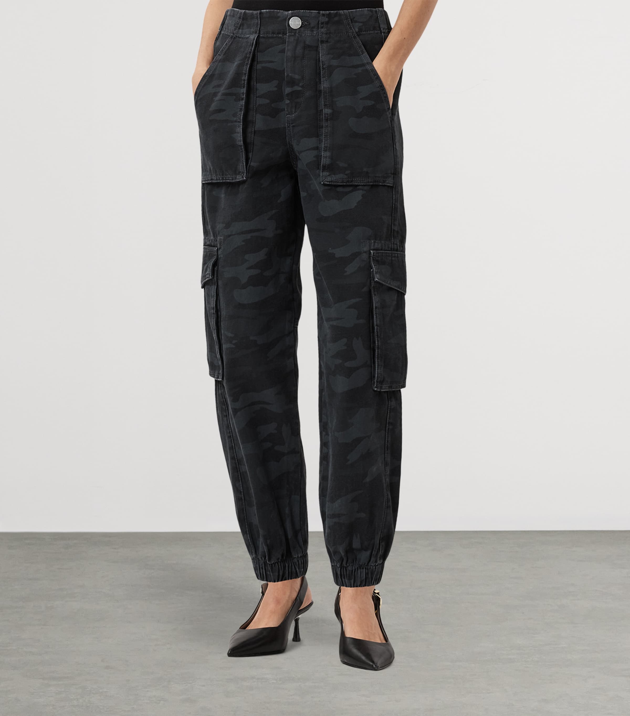 Printed Freda Cargo Trousers CAMO INK BLUE Image 4