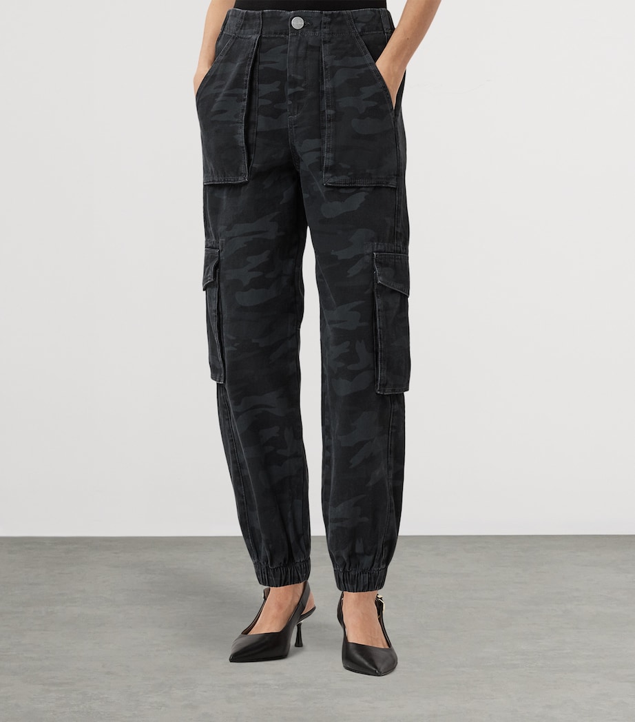 Printed Freda Cargo Trousers CAMO INK BLUE Image 4
