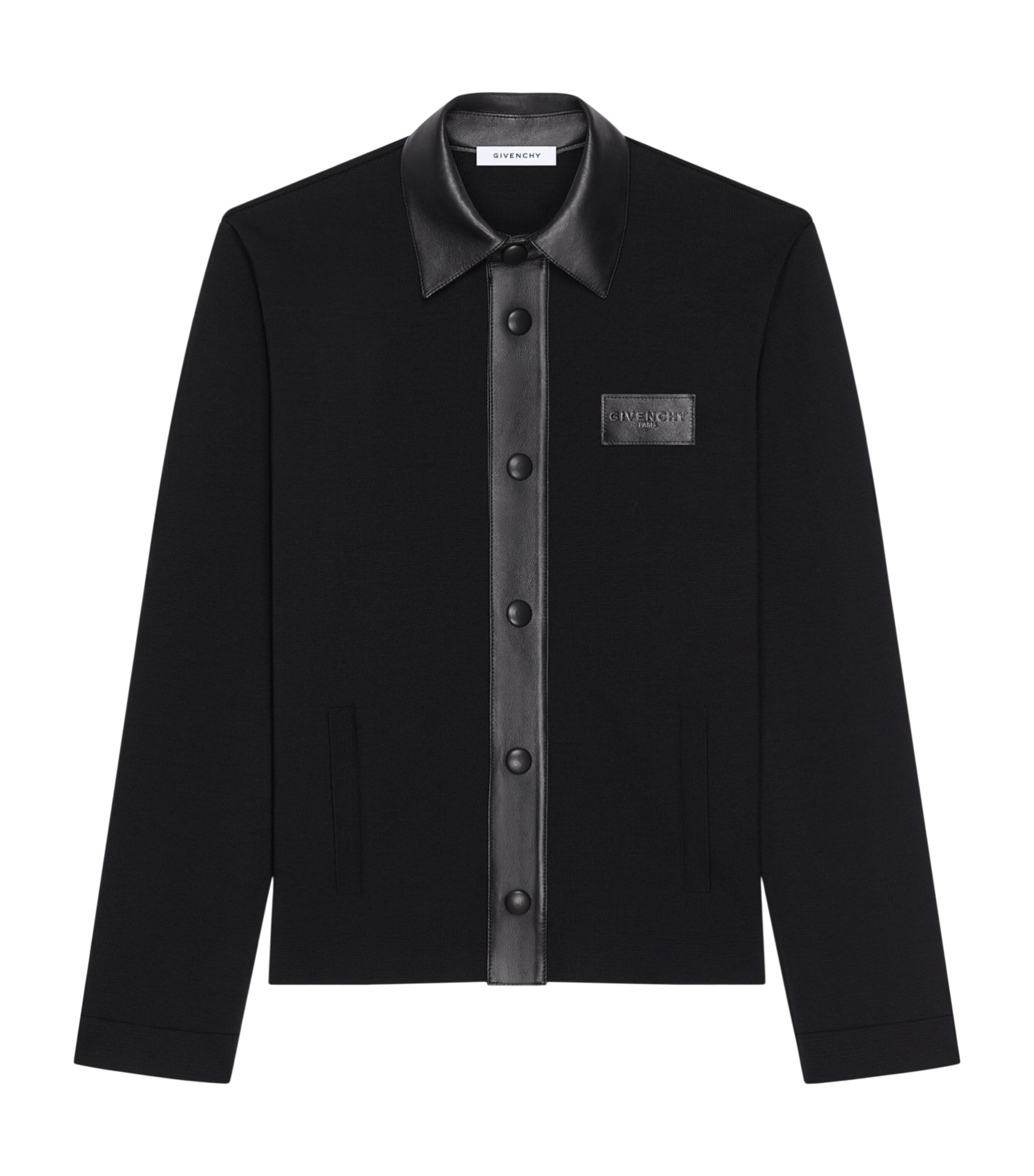 Givenchy Mens Wool Leather-Trim Cardigan Image 1