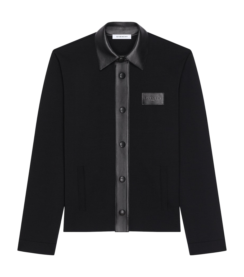 Givenchy Mens Wool Leather-Trim Cardigan Image 1