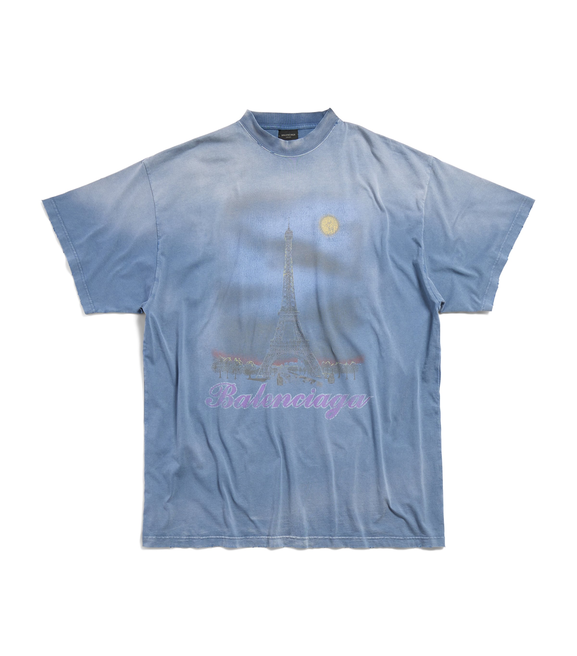 Shop Balenciaga Oversized Paris Moon T-shirt In Blue