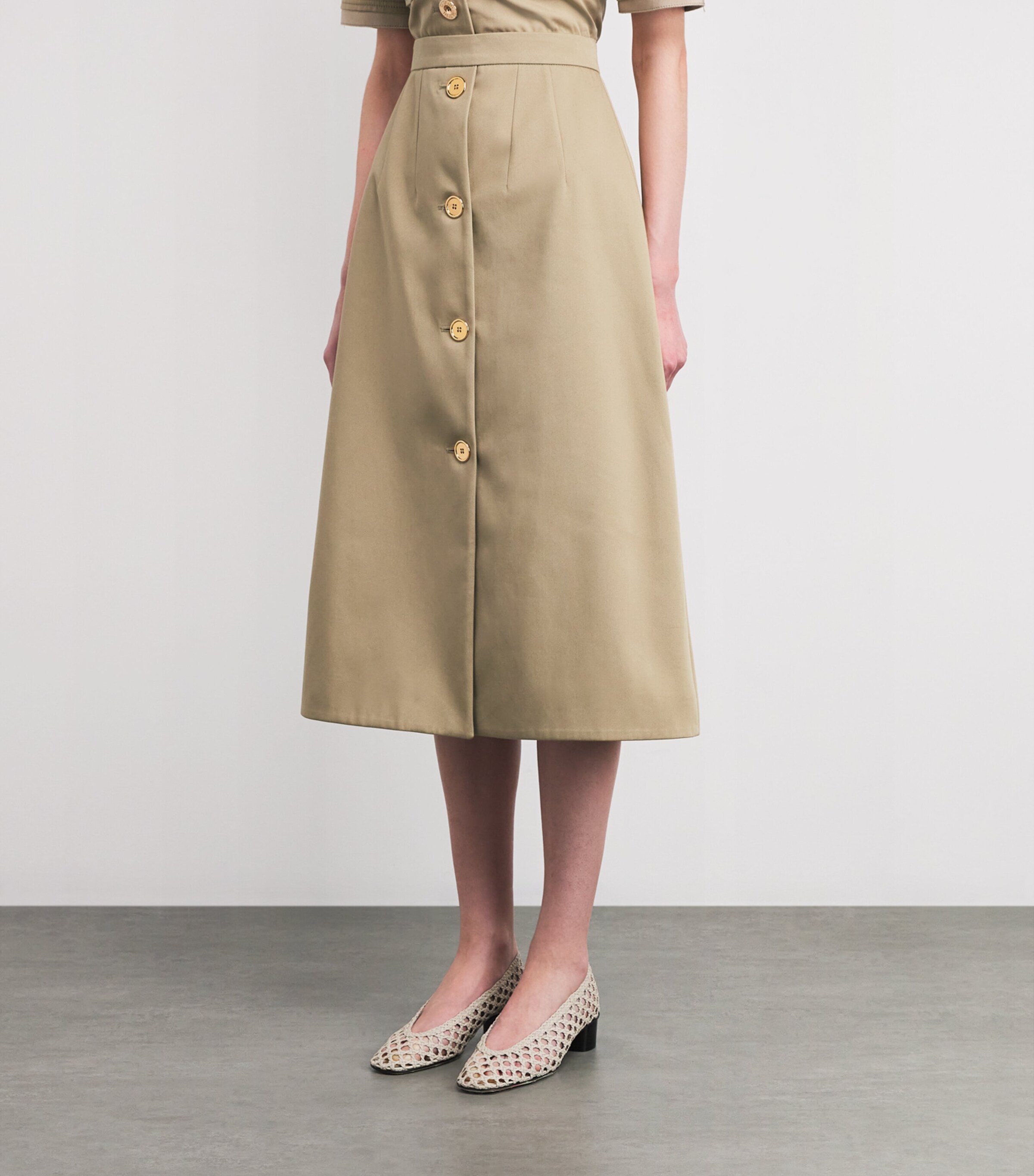 Patou Womens Organic Cotton Midi Skirt Sand Image 3