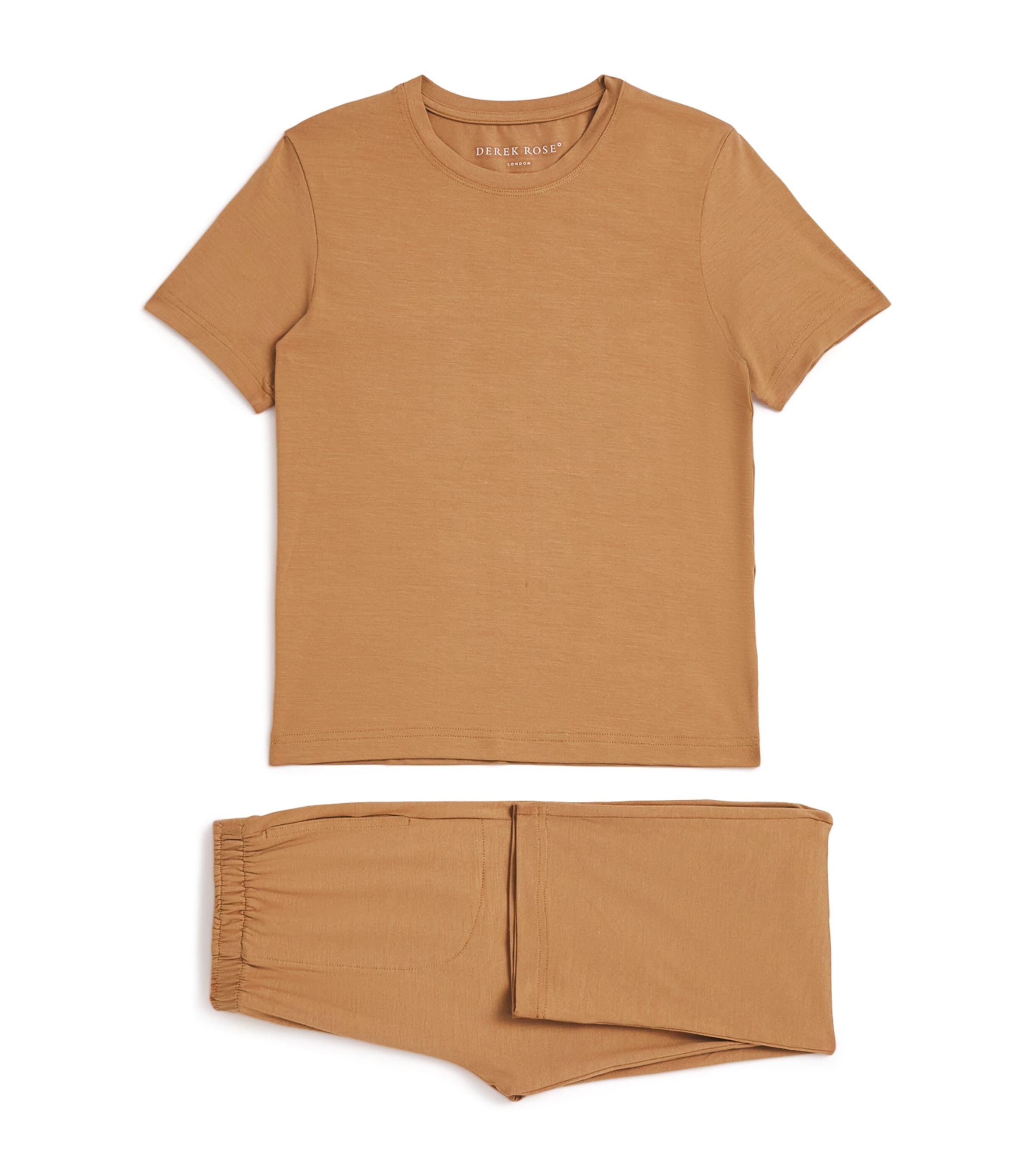Shop Derek Rose Basel Pyjama Set In Beige