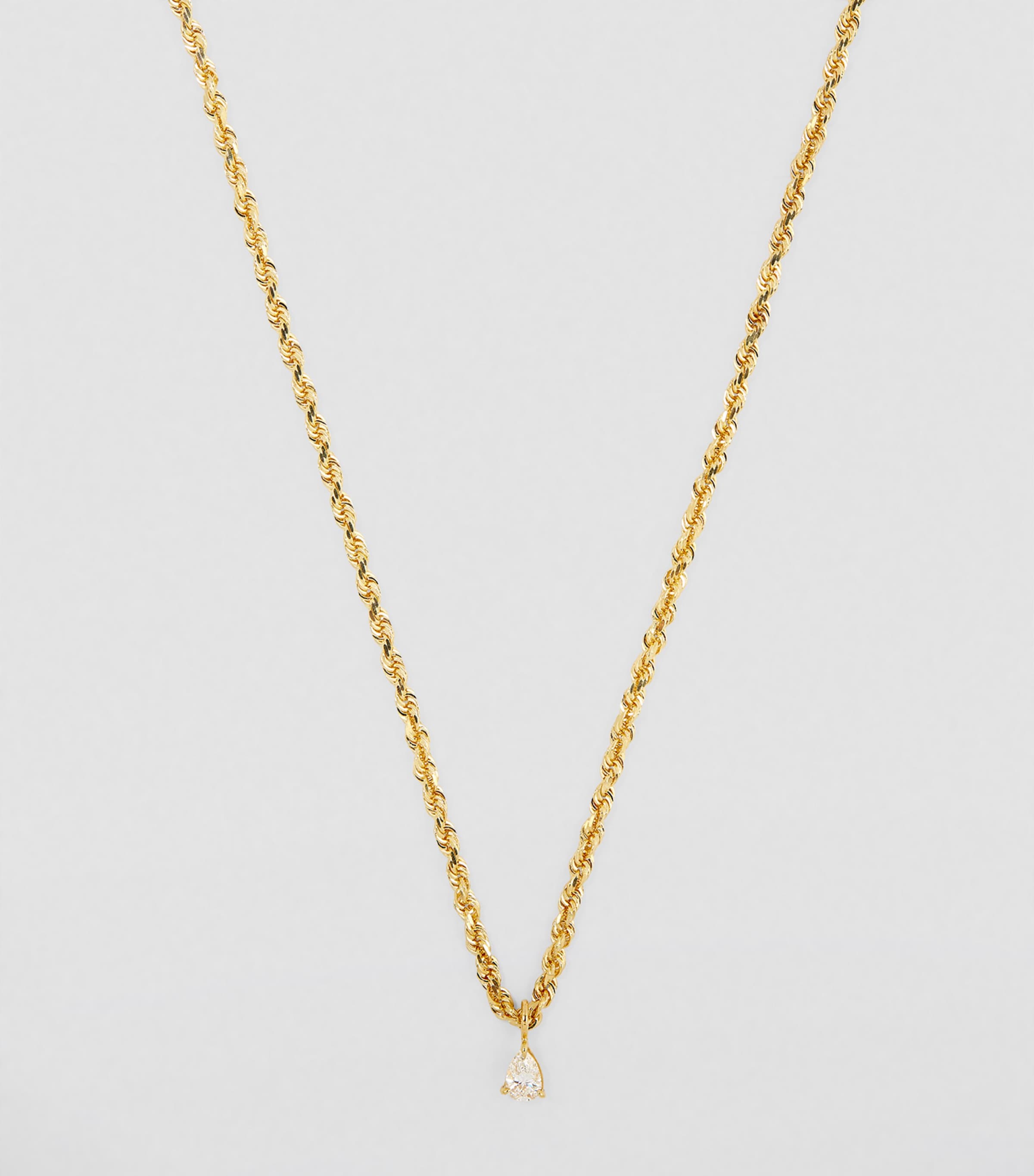 Yellow Gold and Pear Diamond Chain Necklace YELLOW GOLD Image 2