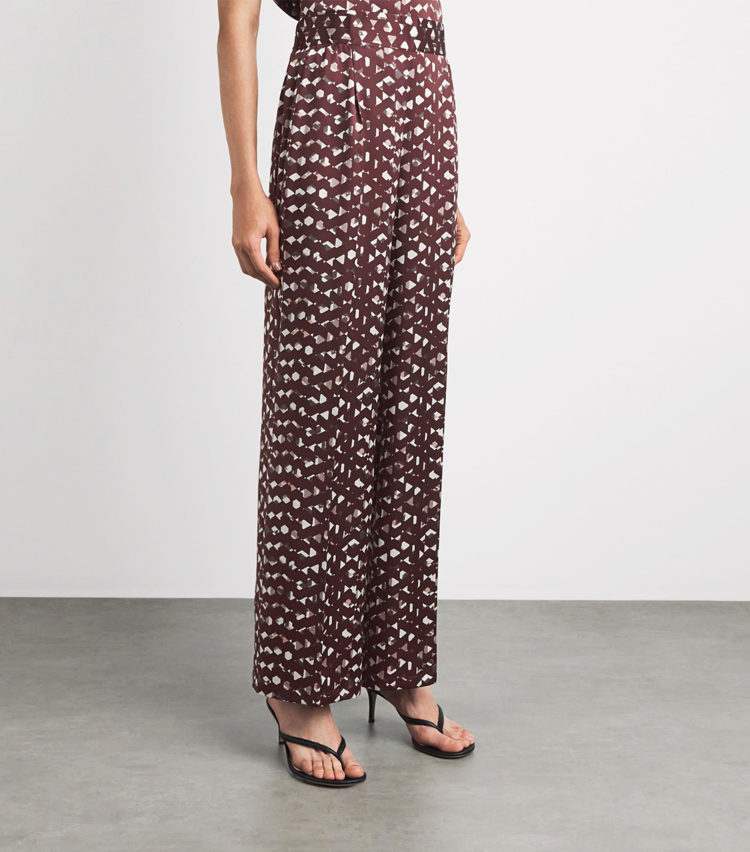 Kiton Womens Silk Printed Trousers Bordeaux Print Image 4