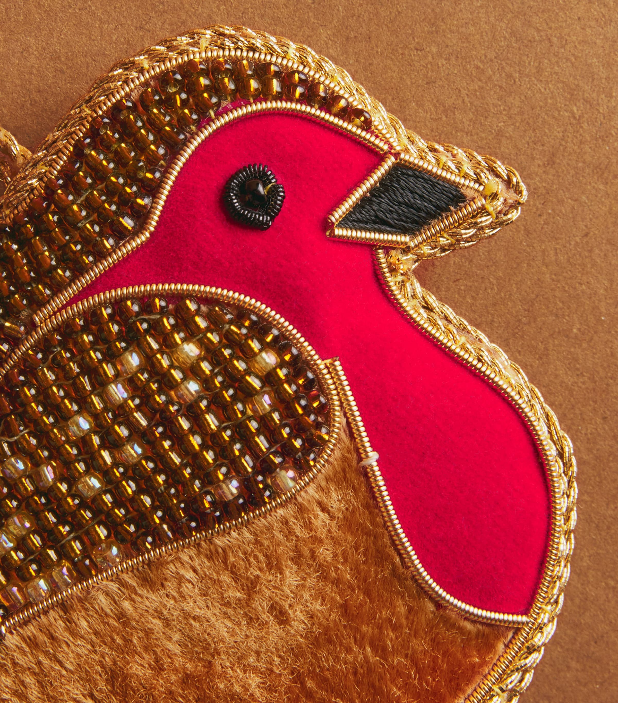 Tinker Tailor Embellished Robin Tree Decoration Brown & Red Image 2