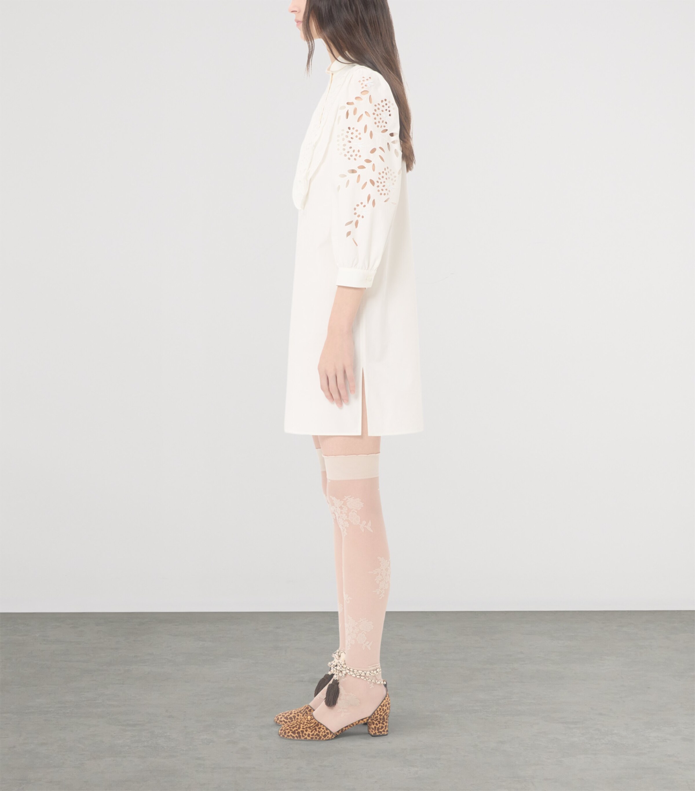 Valentino Womens Cotton Eyelet Lace Mini Dress Image 3