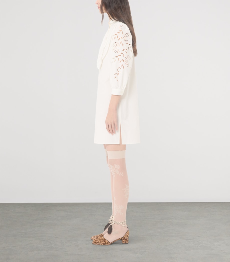 Valentino Womens Cotton Eyelet Lace Mini Dress Image 3