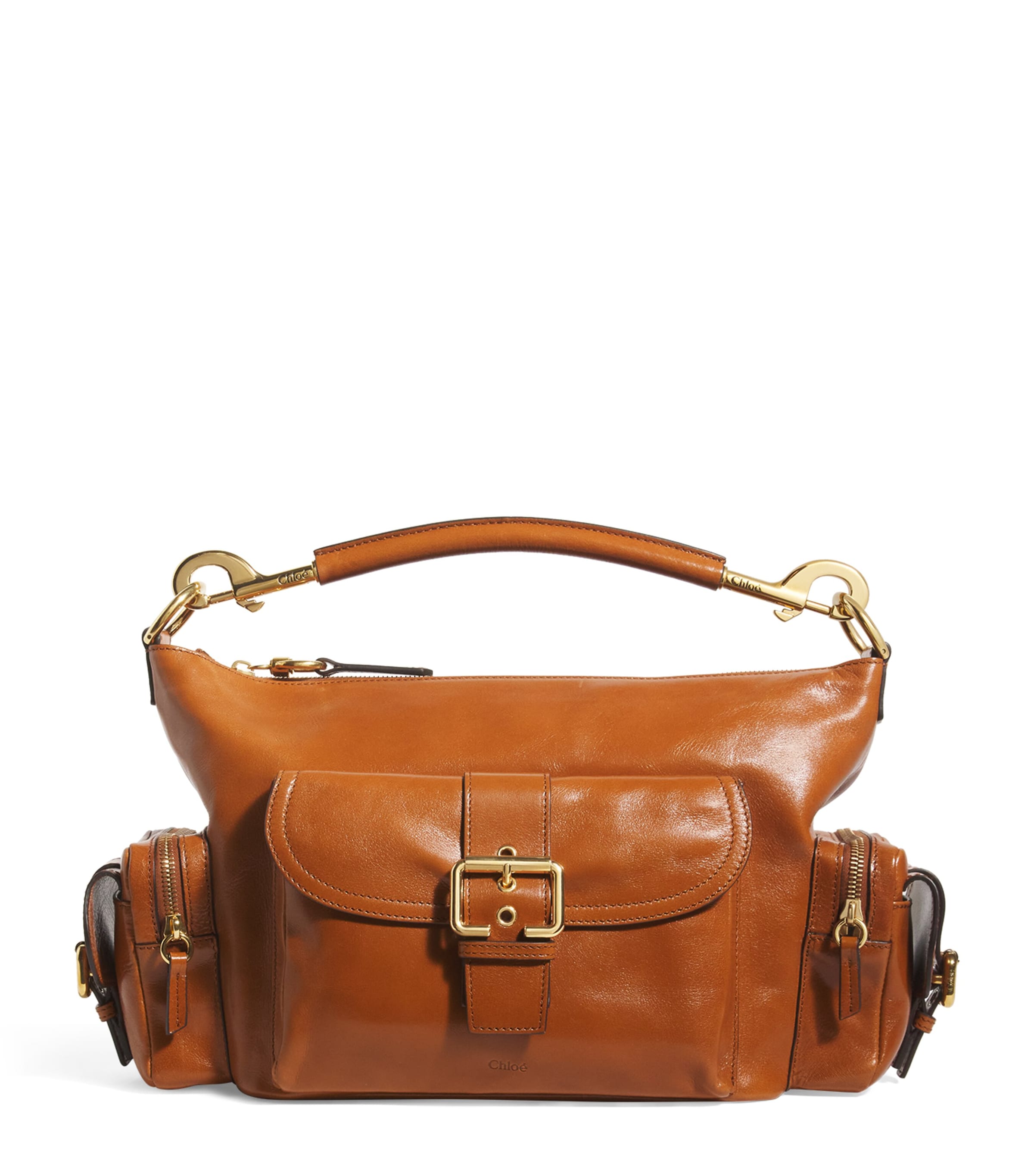 Shop Chloé Medium Leather Camera Shoulder Bag In Brown