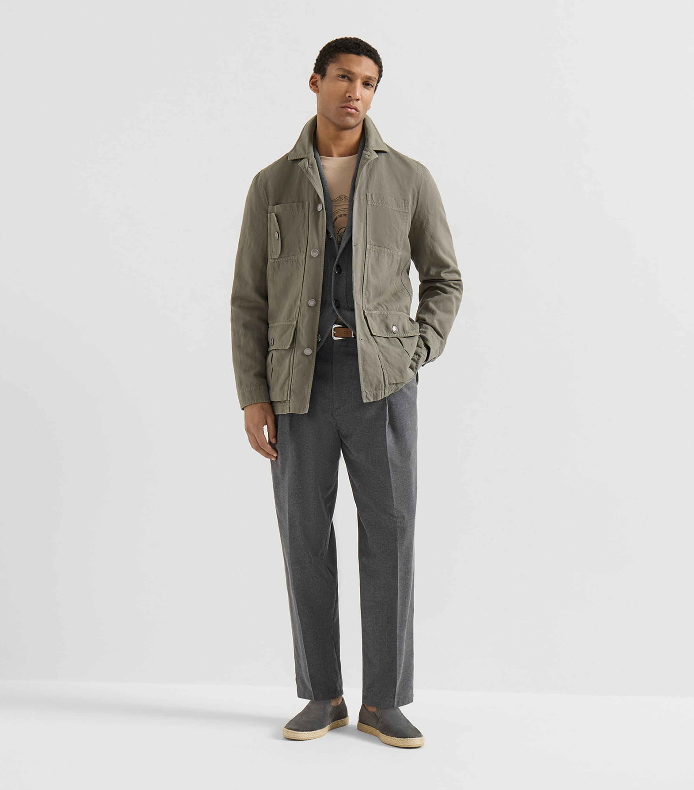 Brunello Cucinelli Mens Cotton Jacquard Shawl Cardigan Image 5