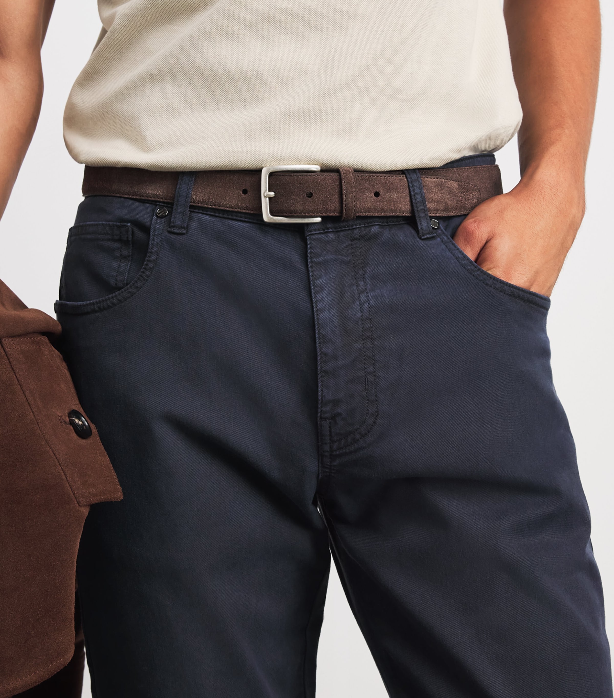 Purdey Mens Cotton-Blend Five-Pocket Trousers Nvy Image 3