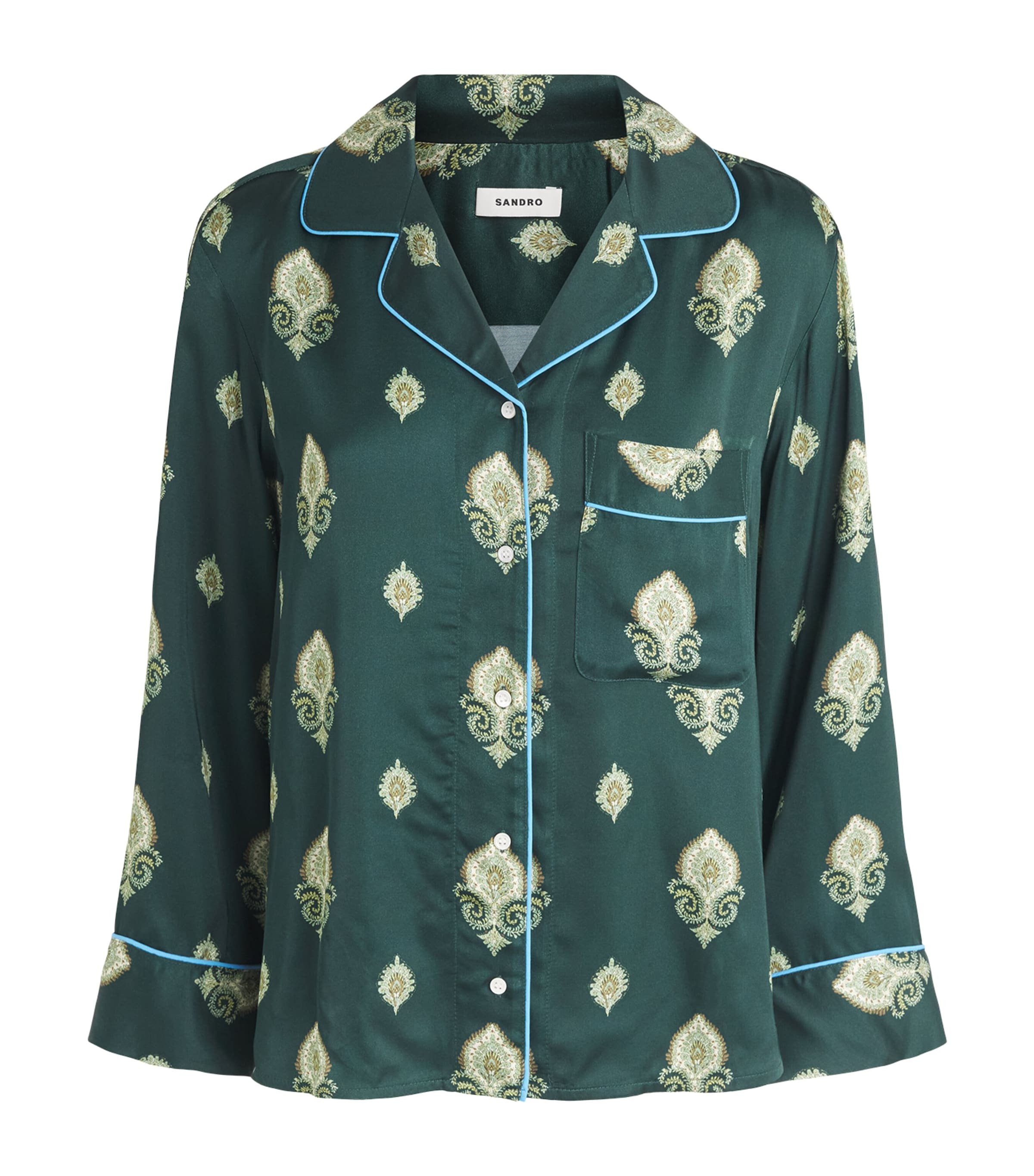 Sandro Paris Womens Paisley Pyjama-Style Shirt Green Image 1