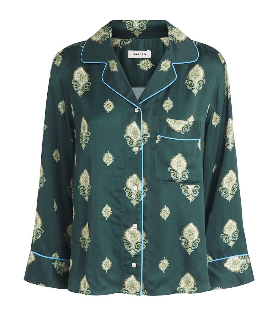Sandro Paris Womens Paisley Pyjama-Style Shirt Green Image 1