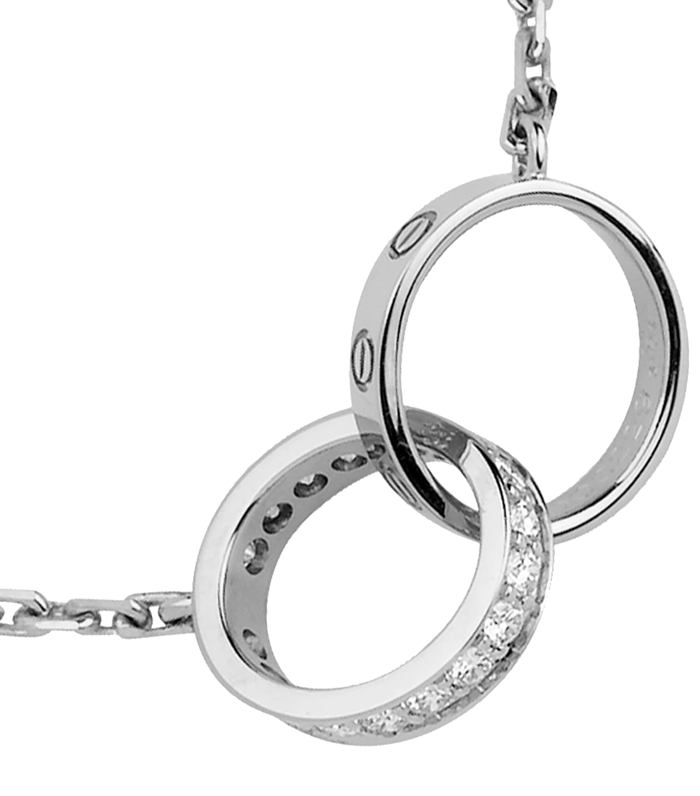 White Gold and Diamond LOVE Necklace WHITE GOLD Image 5