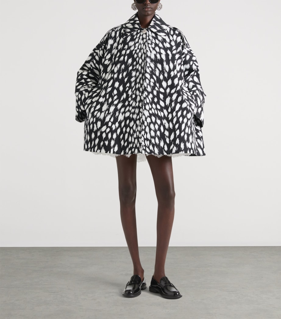 Animal-Print Coccon Trench Coat BLACK Image 2