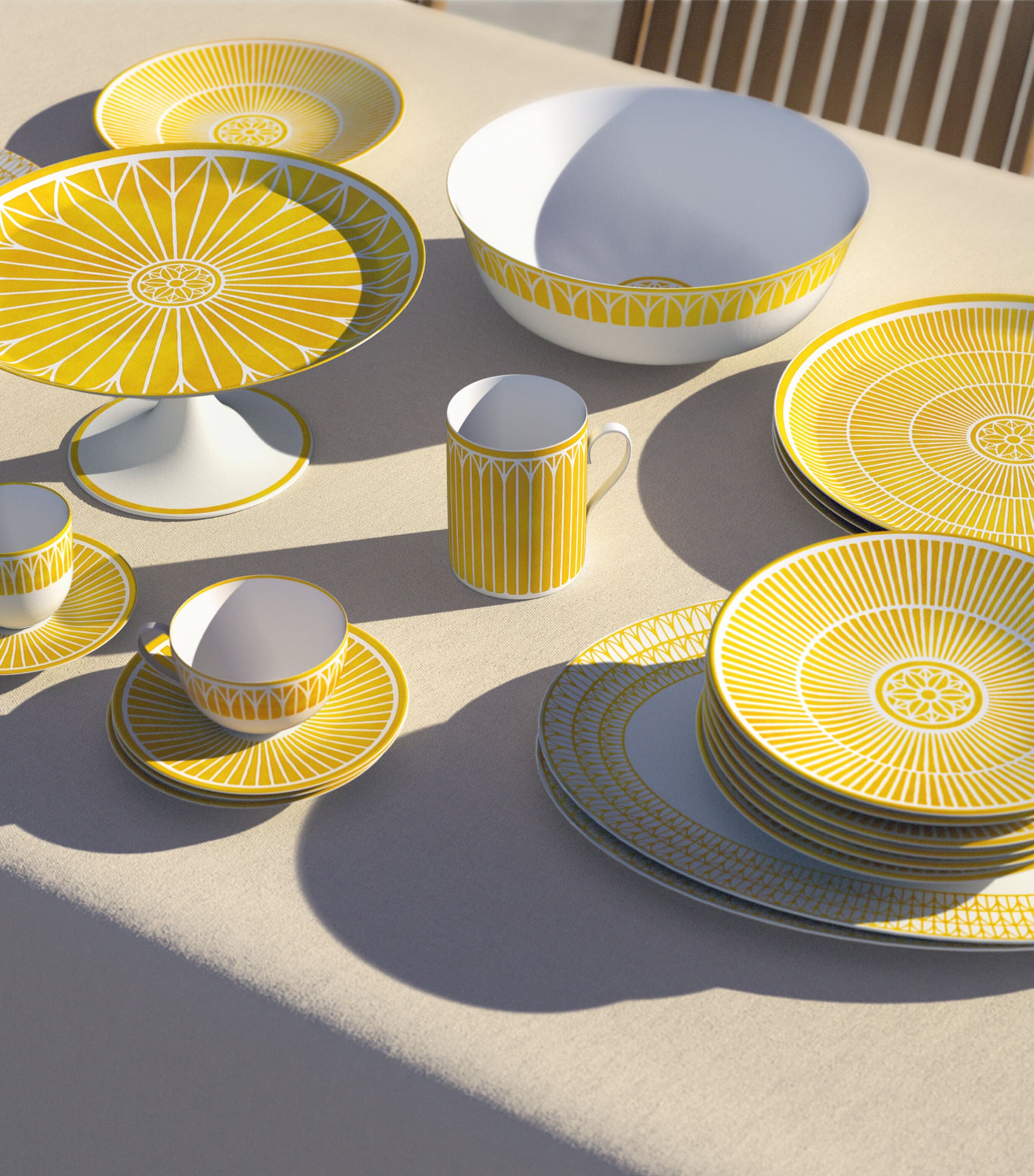 Christofle Porcelain Malmaison Riviera Salad Bowl White/yellow Image 2