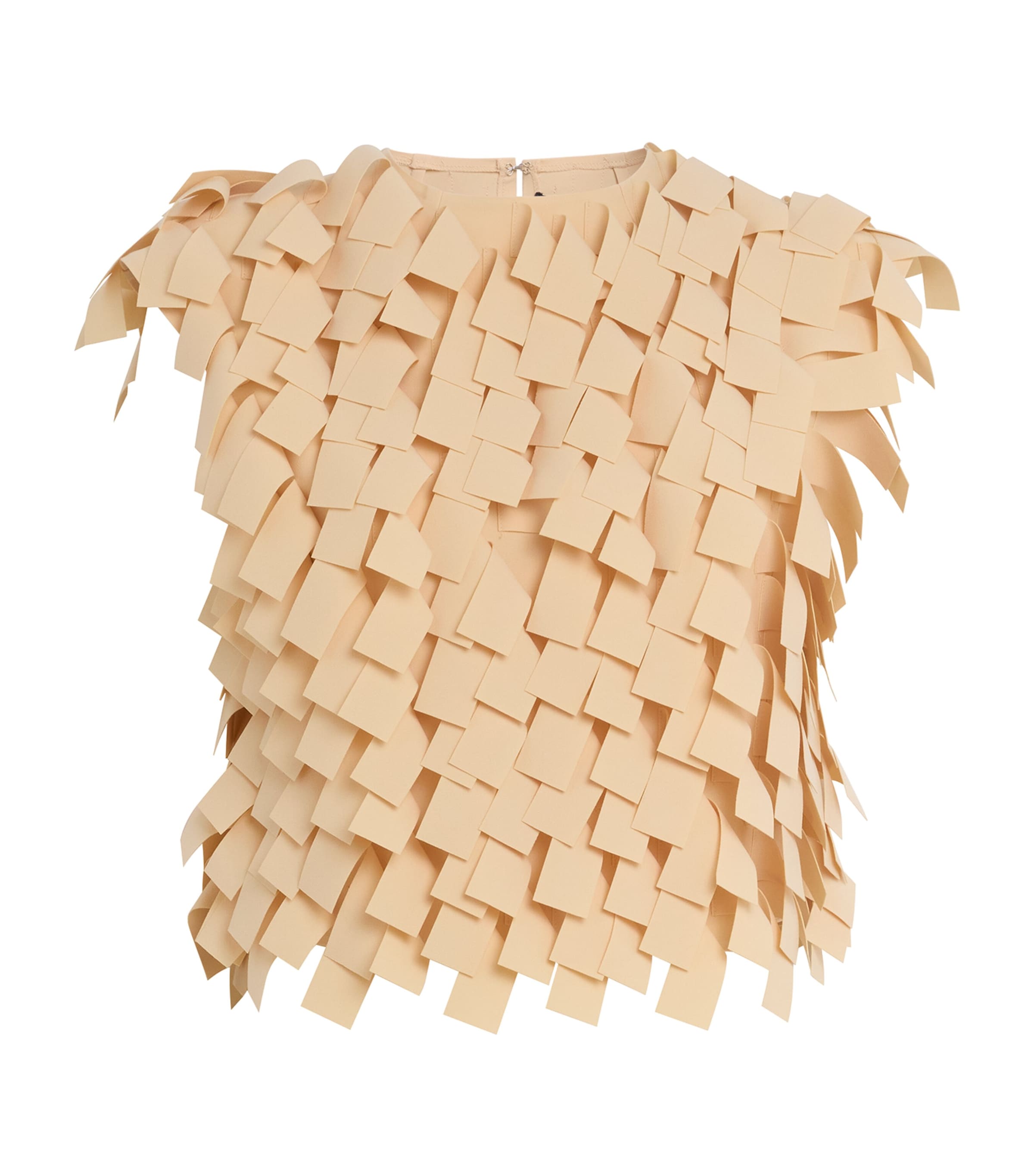 A.w.a.k.e. A. W.a. K.e. Mode Fringed Crop Top In Beige