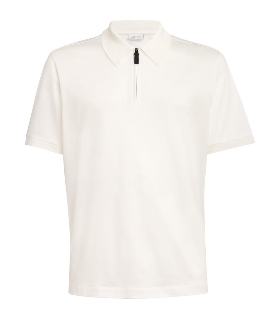 Cotton Zip-Up Polo Shirt Image 1