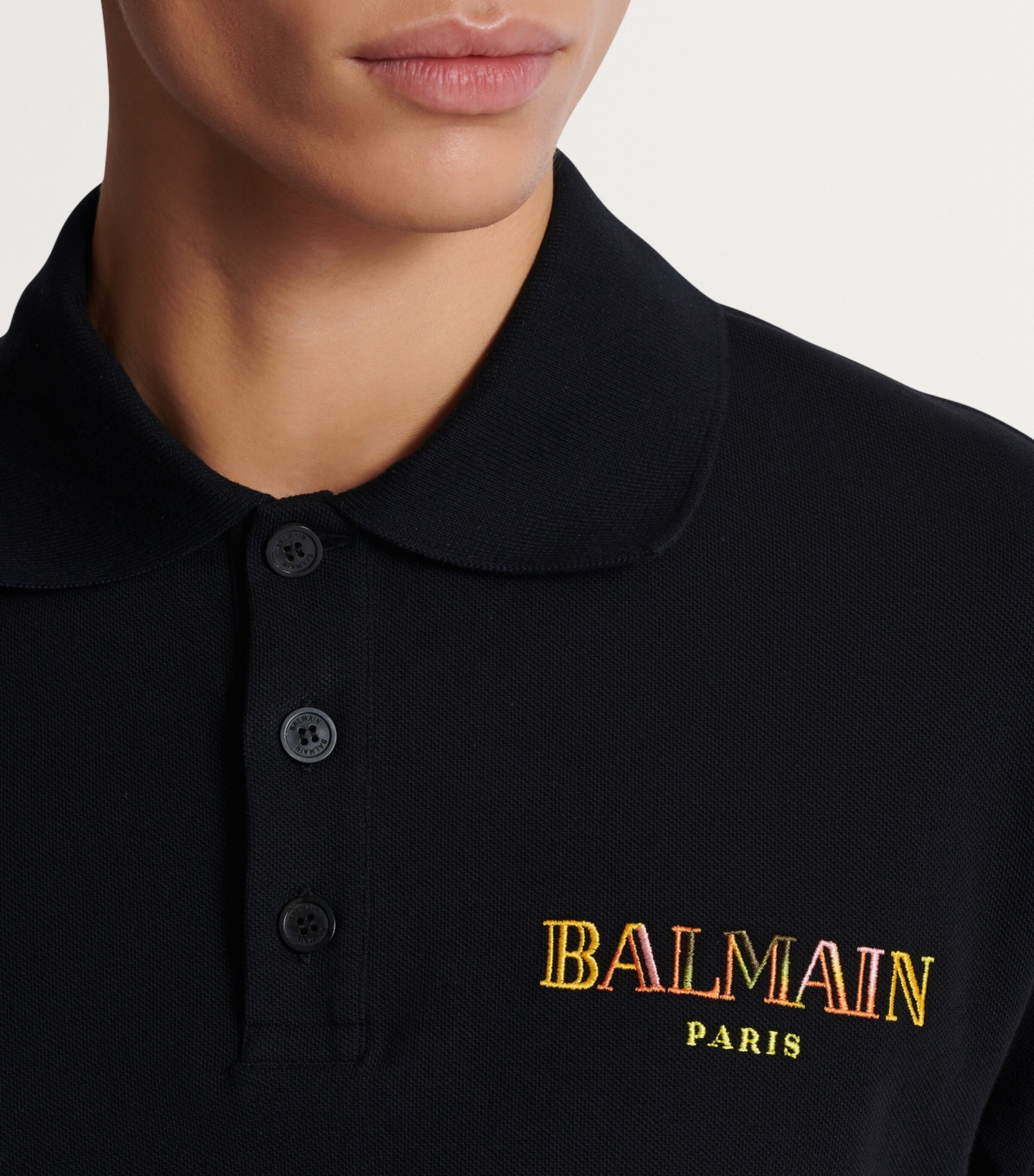 Balmain Black Logo Polo Shirt | Harrods UK