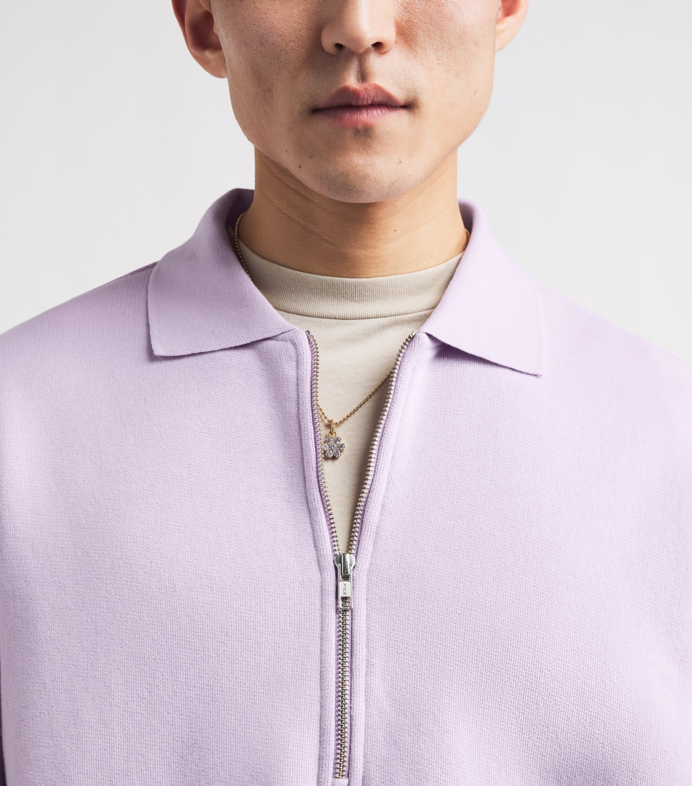 Cotton Pace Quarter-Zip Sweatshirt ASTER BRIGHT LILAC Image 3