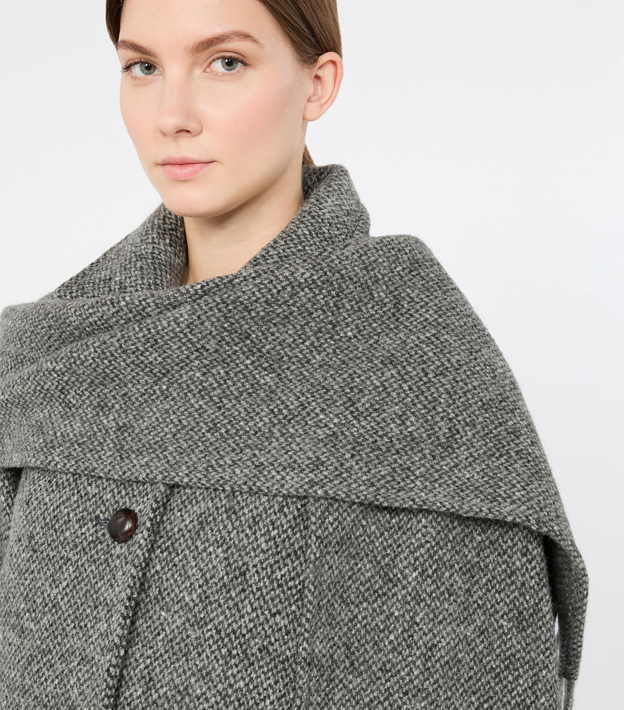 Weekend Max Mara Womens Virgin Wool-Blend Scarf-Detail Coat Dark Grey Image 5