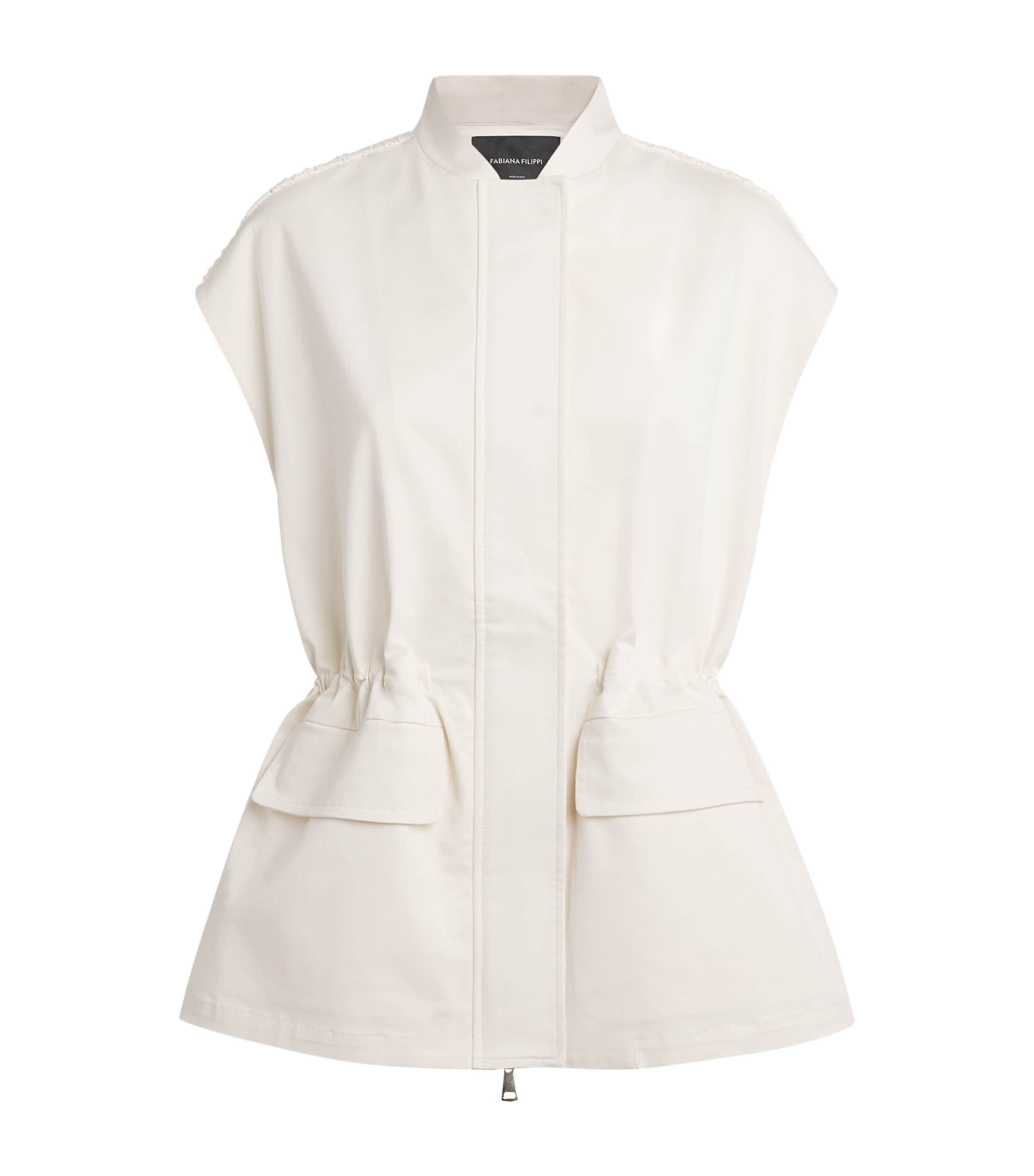 Fabiana Filippi Womens Cotton-Blend Knit Gilet Burro Image 1
