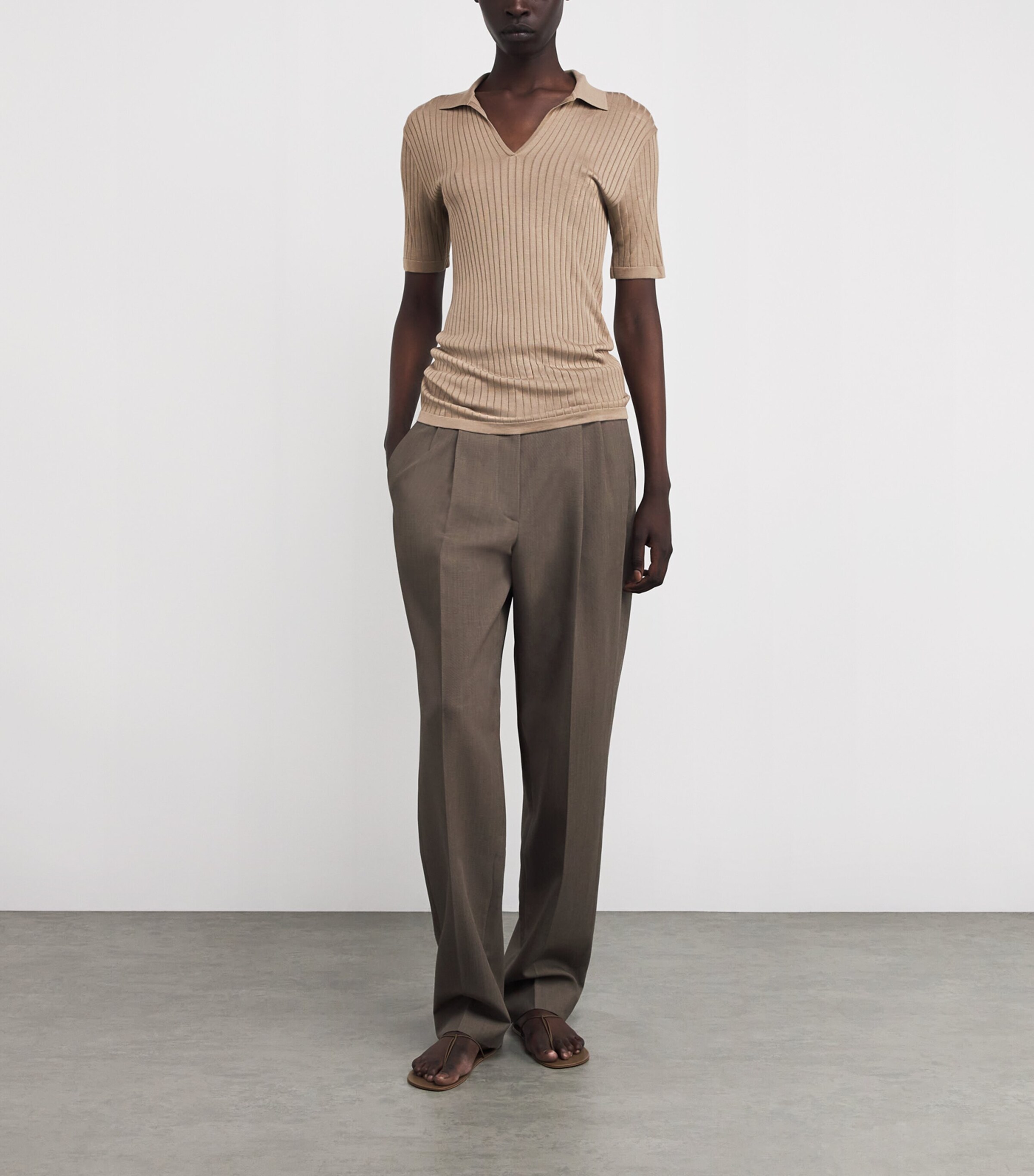 Kaiomi Ribbed Top BEIGE Image 2