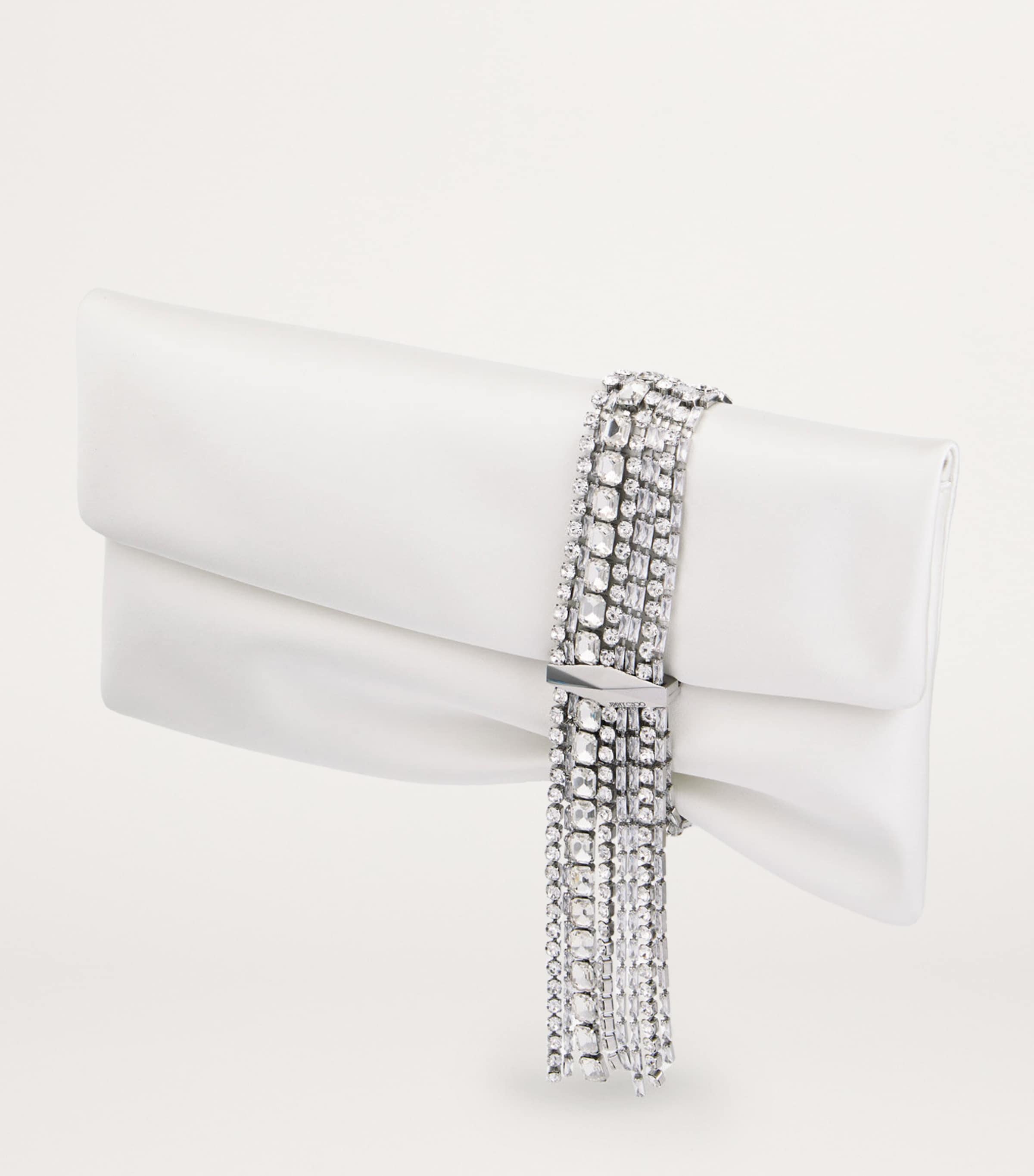 Zandra Satin Clutch Bag IVORY/SILVER Image 3