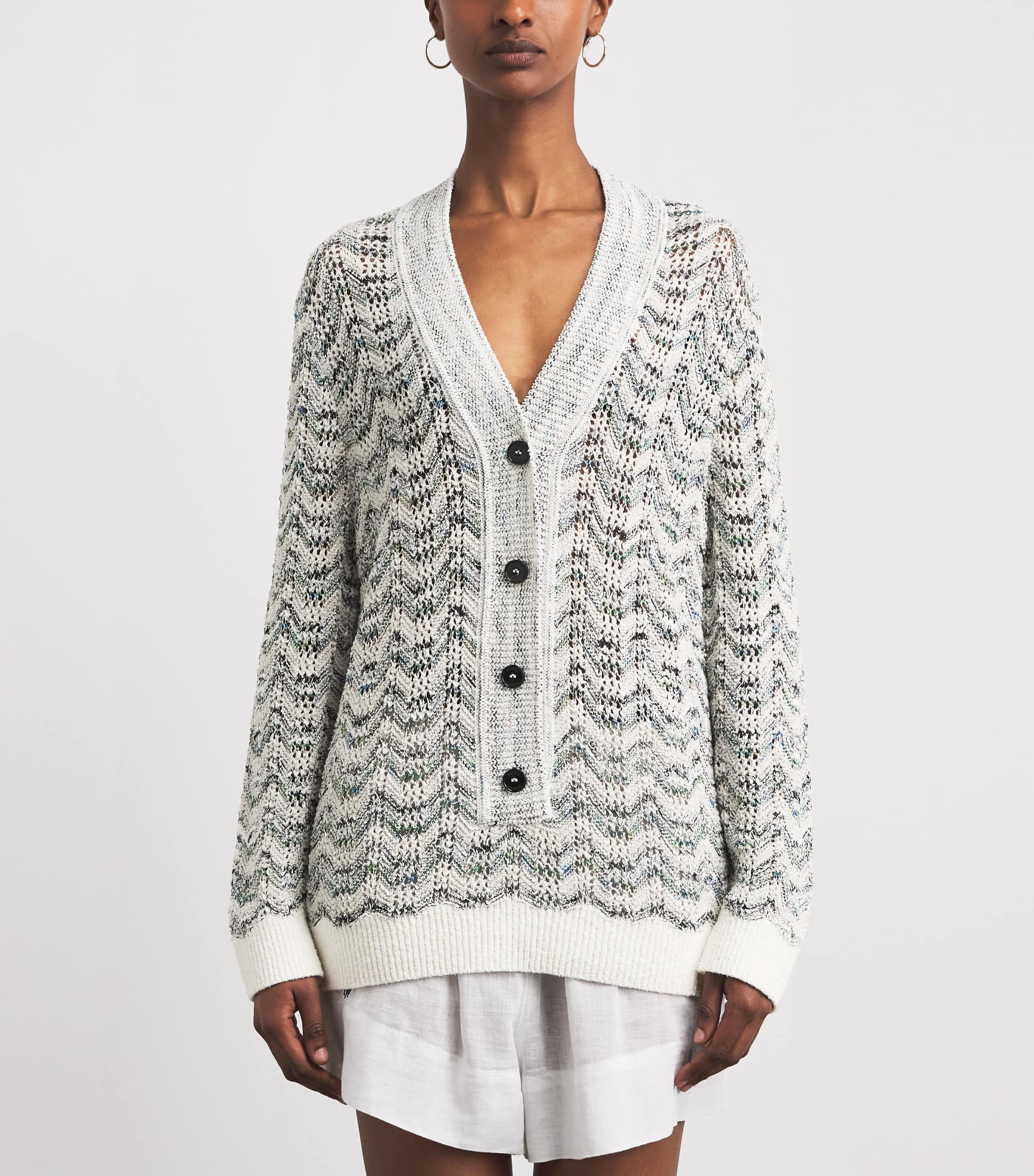 Missoni Womens Relaxed Zigzag Sweater Wht W Grn N Bl Image 4
