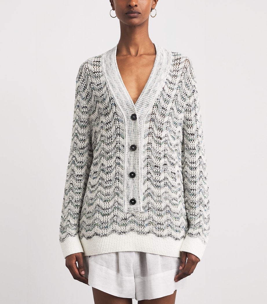 Missoni Womens Relaxed Zigzag Sweater Wht W Grn N Bl Image 4