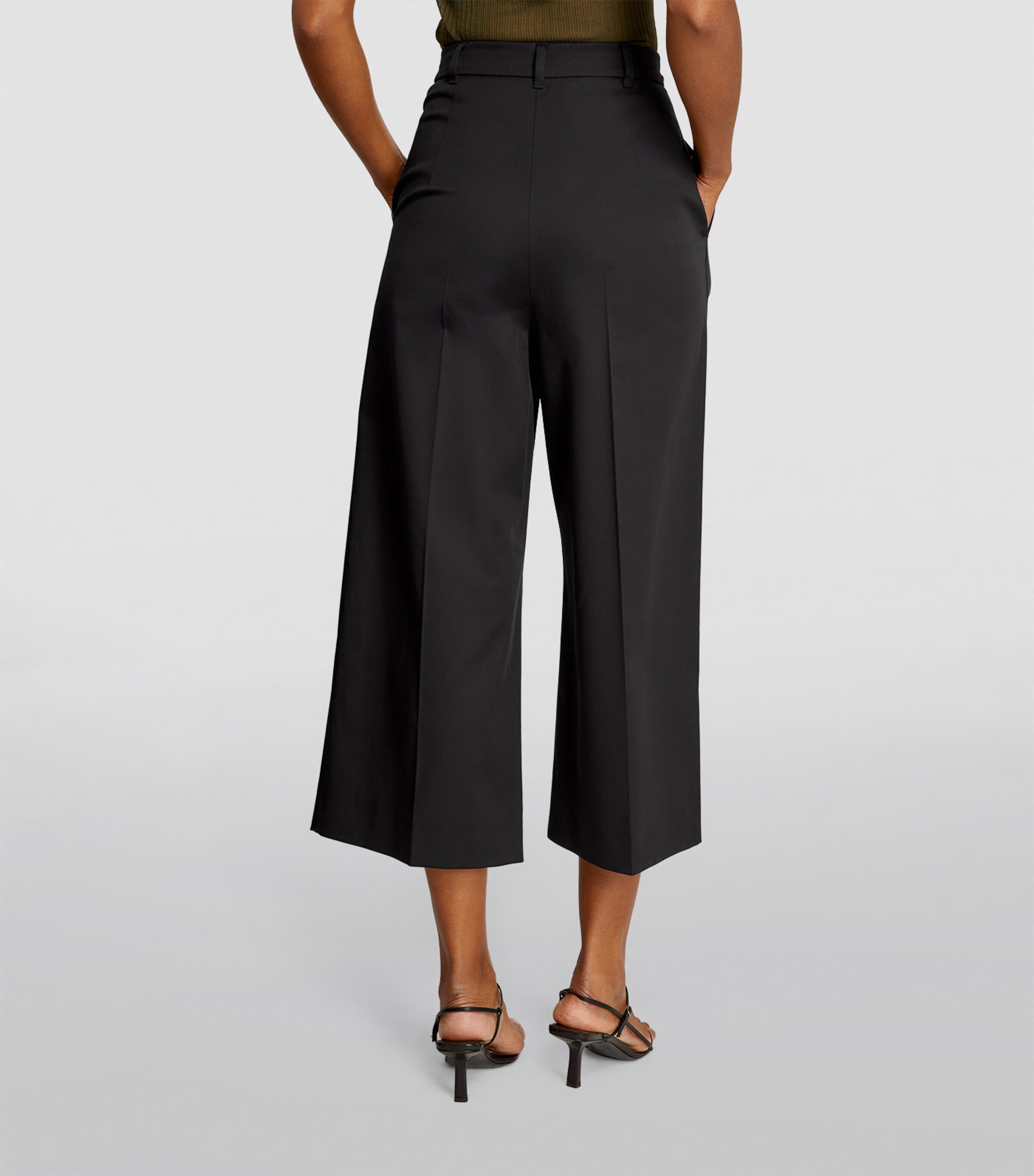 Max Mara Womens Cropped Wide-Leg Trousers Black Image 4