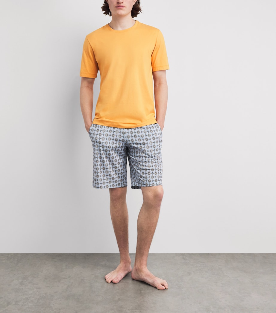 Hanro Mens Cotton Night & Day Shorts Pumpkin Ornamnt Image 2